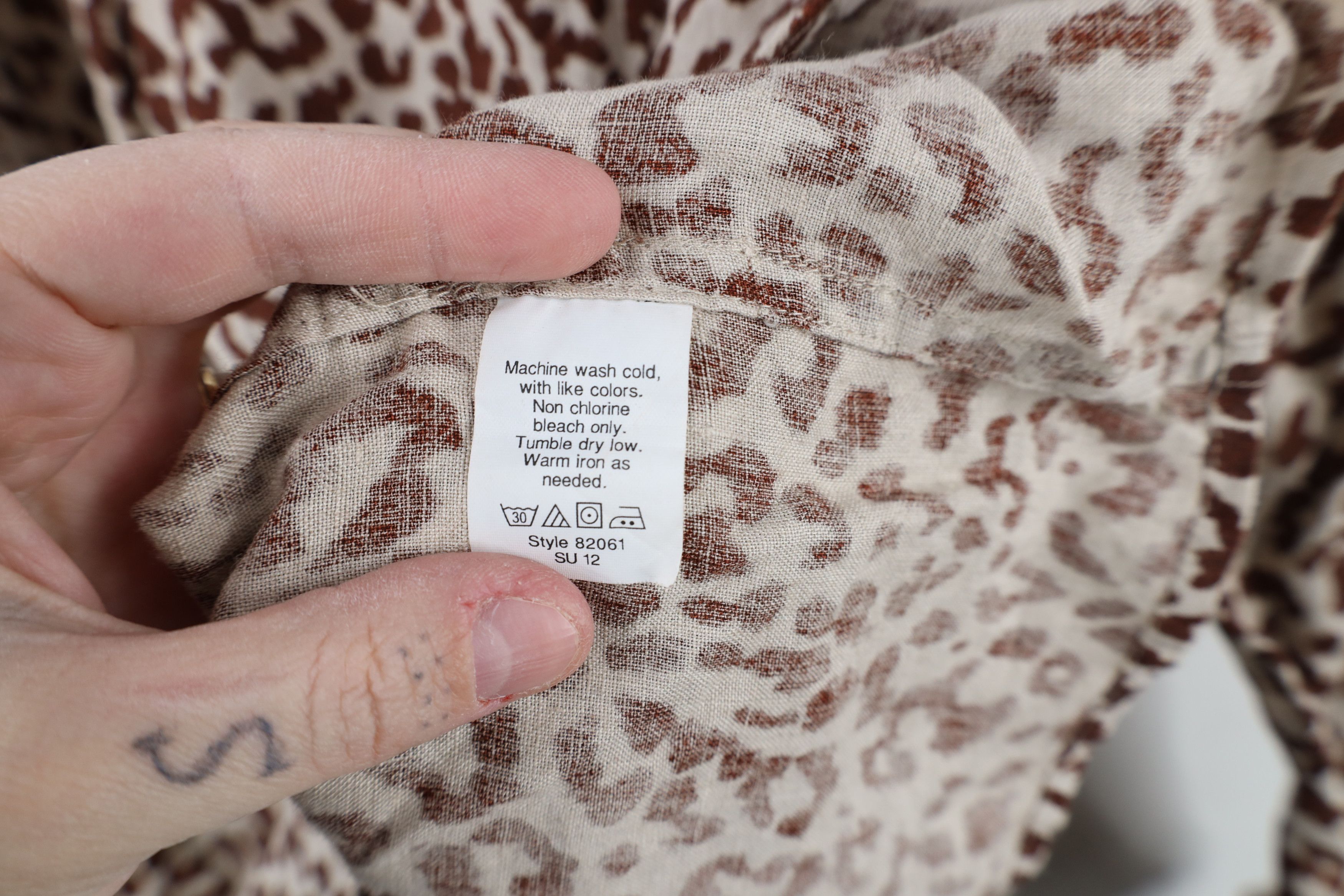 J.Crew × Vintage J Crew Leopard Print Linen Long Sleeve Blouse Shirt Top Size L / US 10 / IT 46 - 9 Thumbnail