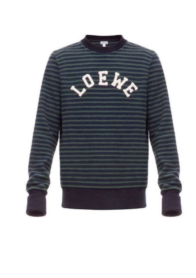 Loewe Loewe navy and green striped logo sweatshirt XS Size US XS / EU 42 / 0 - 1 Thumbnail