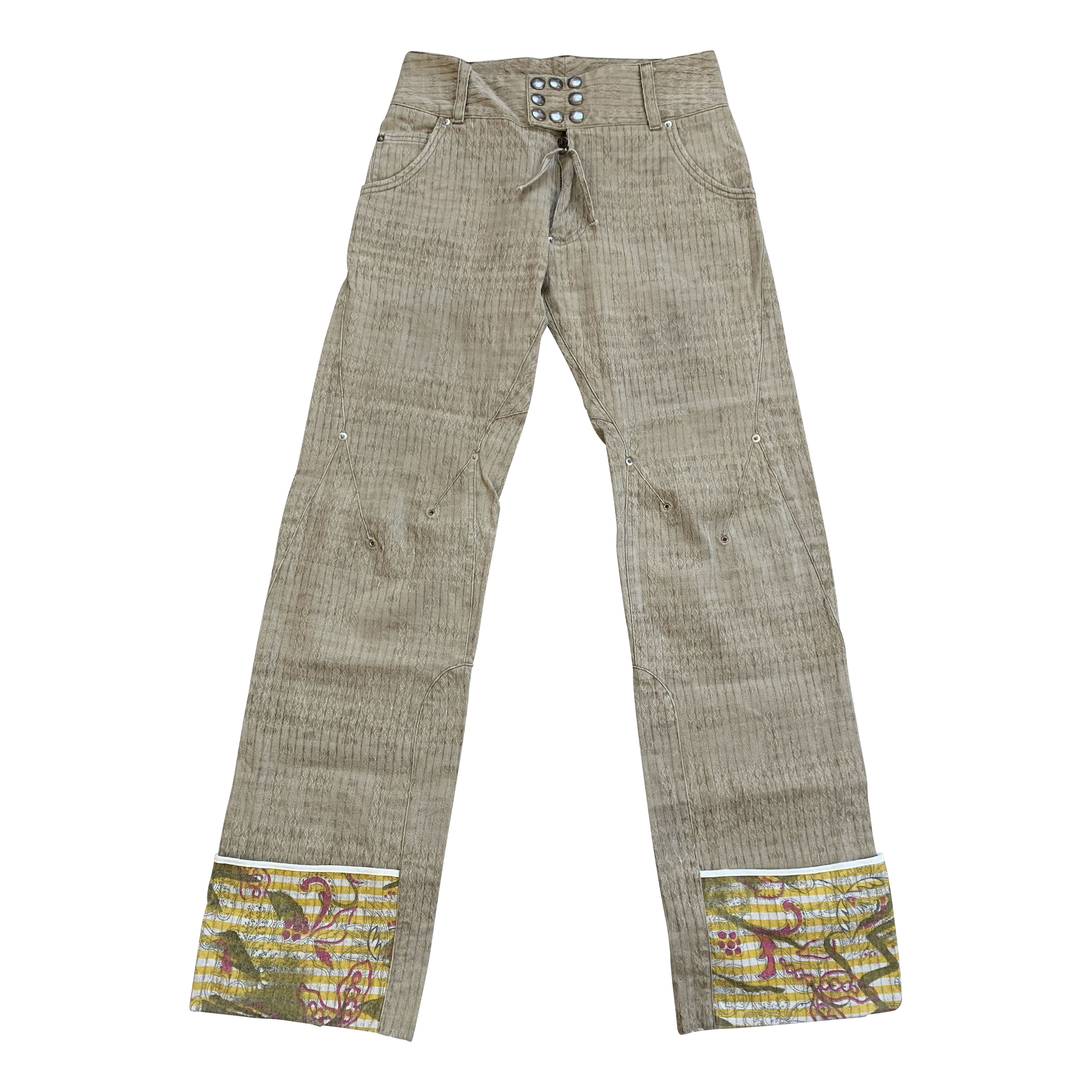 image of Vivienne Westwood Man Textured Floral Print Cargo Pants in Beige, Men's (Size 30)