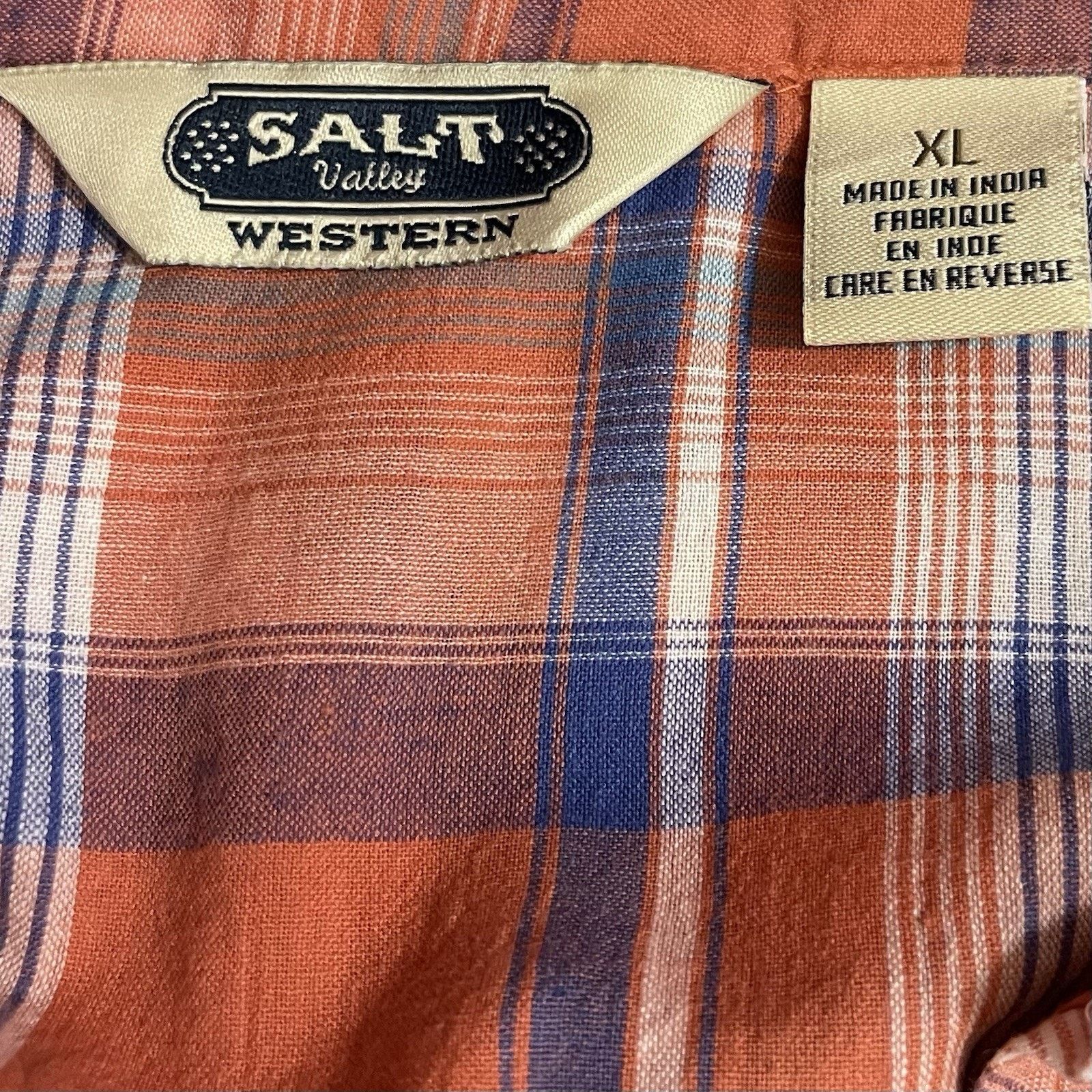 Salt Valley Salt Valley Western Shirt Mens XL Orange Plaid Pearl Snap Size US XL / EU 56 / 4 - 2 Thumbnail