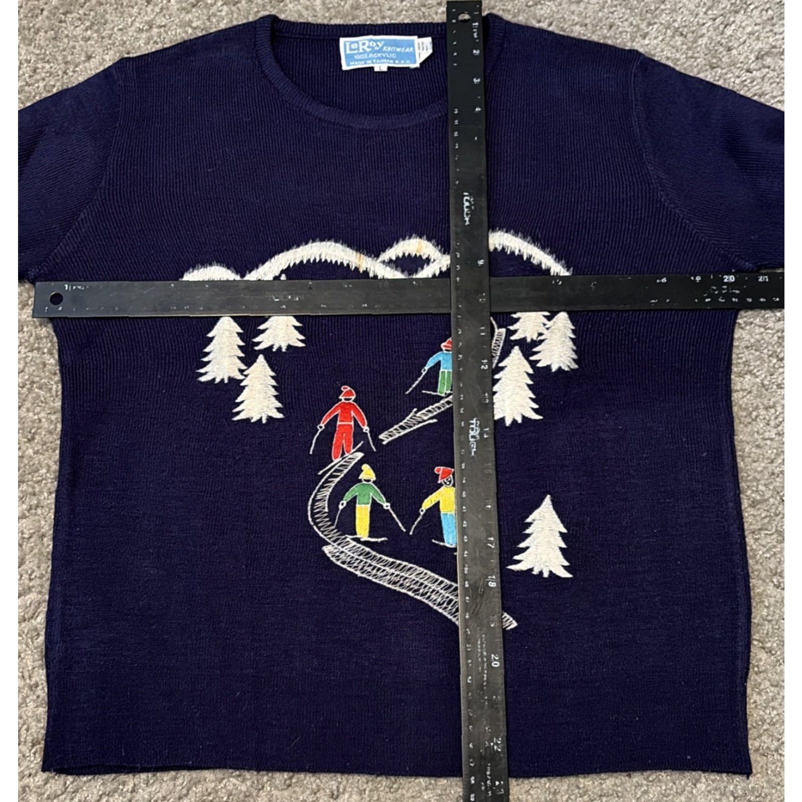 Vintage VINTAGE Leroy Knitwear Ski Graphic Embroidered Acrylic Knitwear Size Large USA Made Blue Mens 1980s Sportswear Size US L / EU 52-54 / 3 - 8 Thumbnail