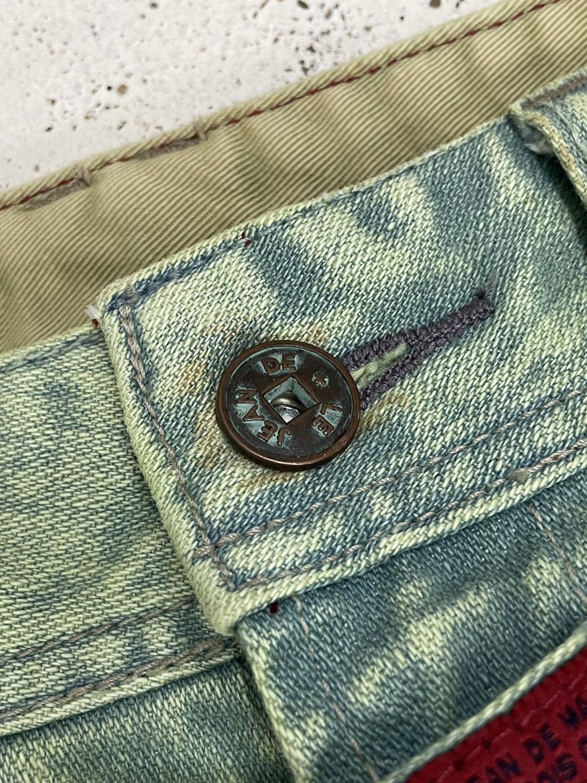 Designer × Marithe + Francois Girbaud Girbaud Green Rust Crazy Wash Flare Denim Size US 28 / EU 44 - 15 Thumbnail