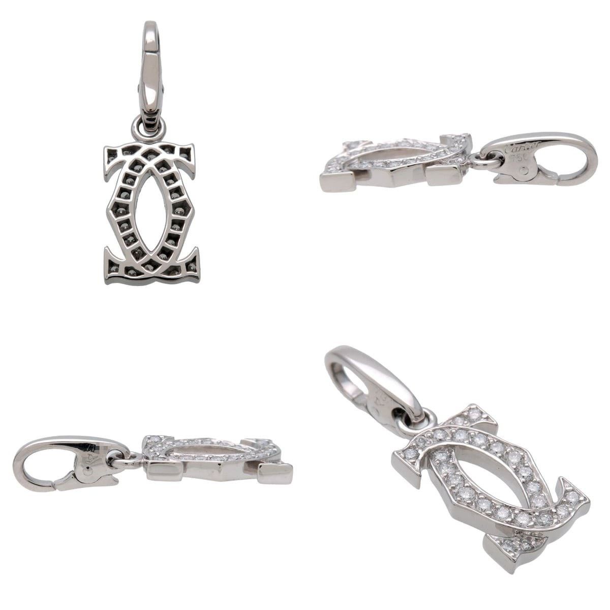 Cartier Cartier 2C Diamond 18K White Gold Charm Silver Size ONE SIZE - 3 Thumbnail