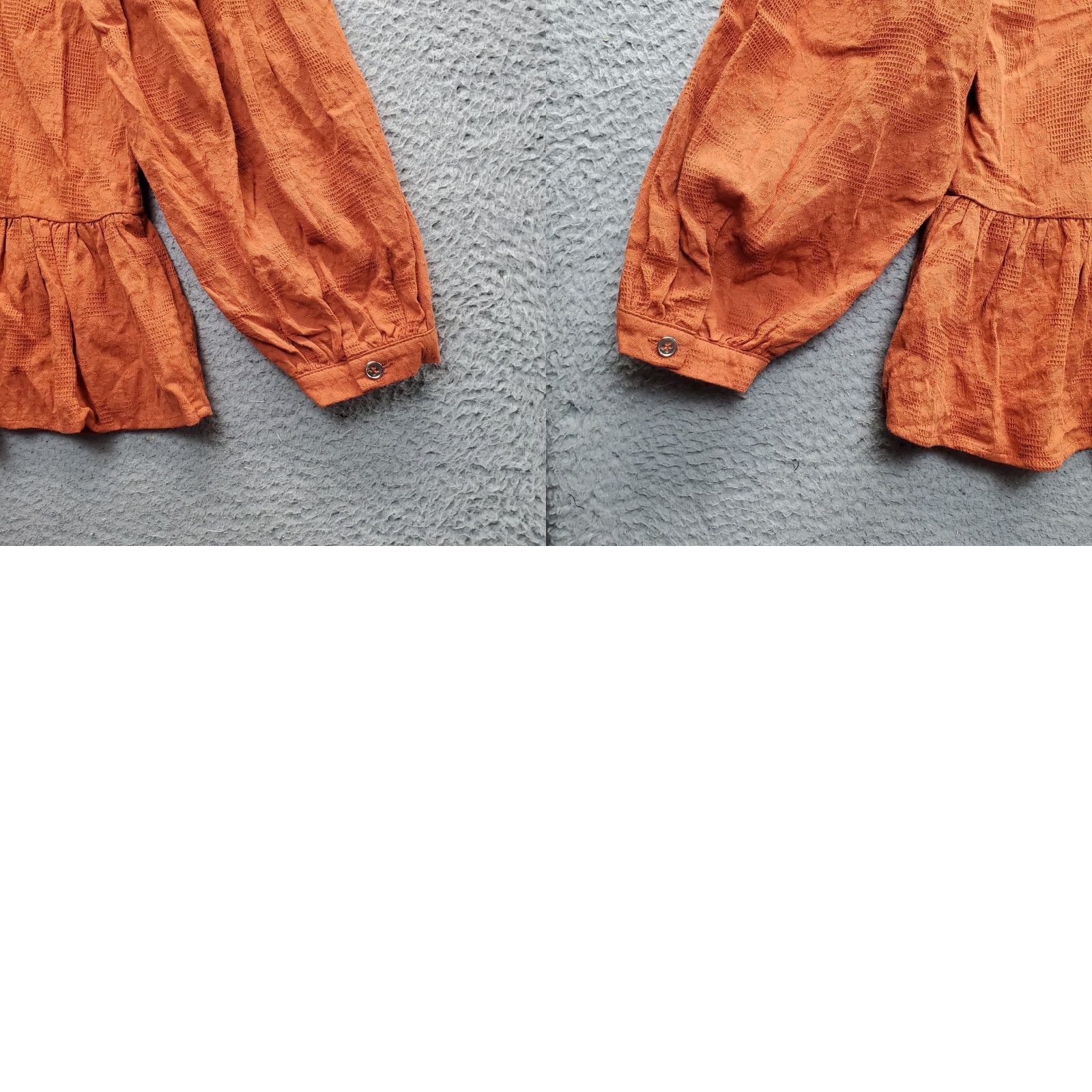 Vintage UMGEE Blouse Top Womens S Orange Ruffle Hem Balloon Sleeve Tie V-Neck Shirt Size S / US 4 / IT 40 - 8 Thumbnail