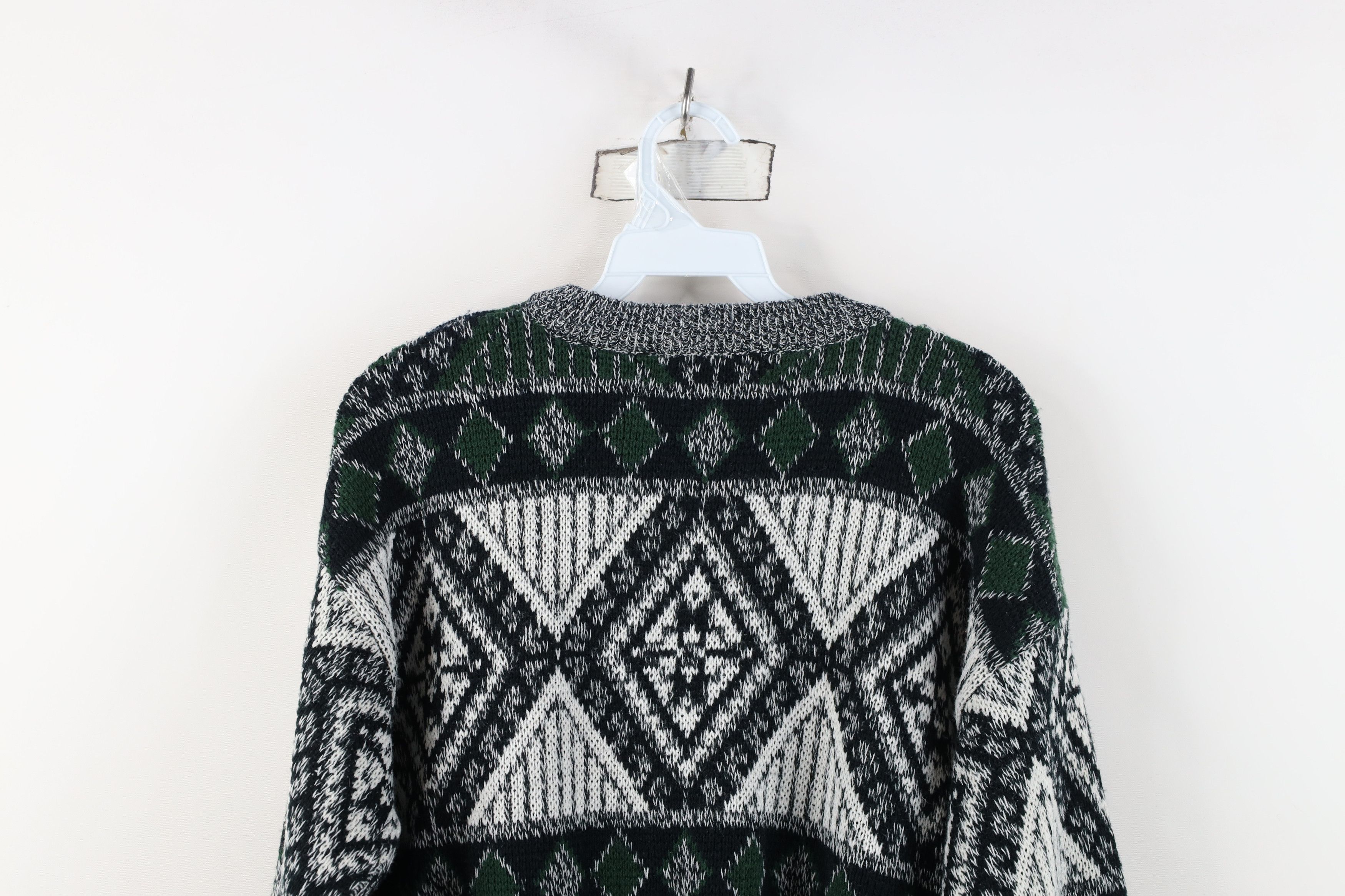 Vintage Vintage 90s Coogi Style Leather Trim Diamond Knit Sweater Size US S / EU 44-46 / 1 - 10 Thumbnail