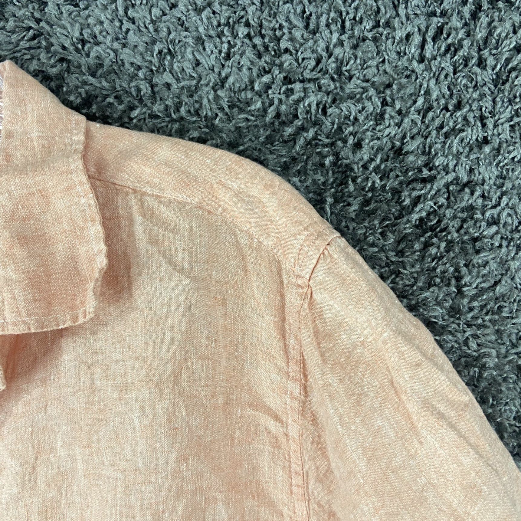 Tasso Elba TASSO ELBA Orange Linen Button-Up Shirt Short Sleeve Adult Large Mens Size US 33 - 4 Thumbnail