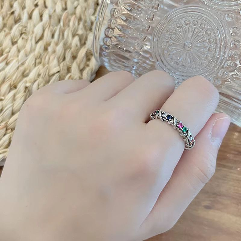 Jewelry Multicolor Zircon Cross Rings Size ONE SIZE - 2 Thumbnail