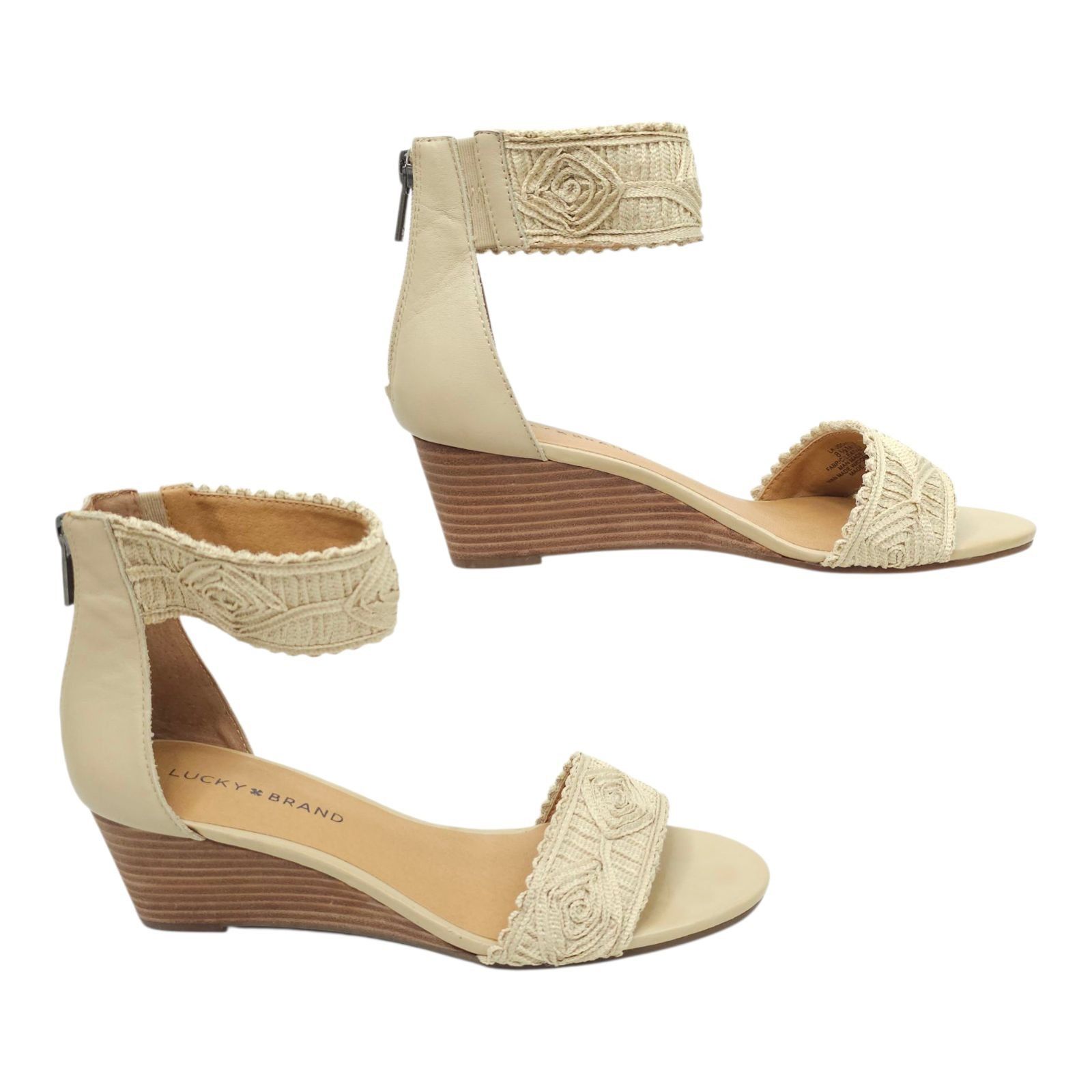 Lucky Brand Lucky Brand Joshelle Wedge Heel Sandal Women 8.5 M Ankle Str Size US 8.5 / IT 38.5 - 15 Thumbnail