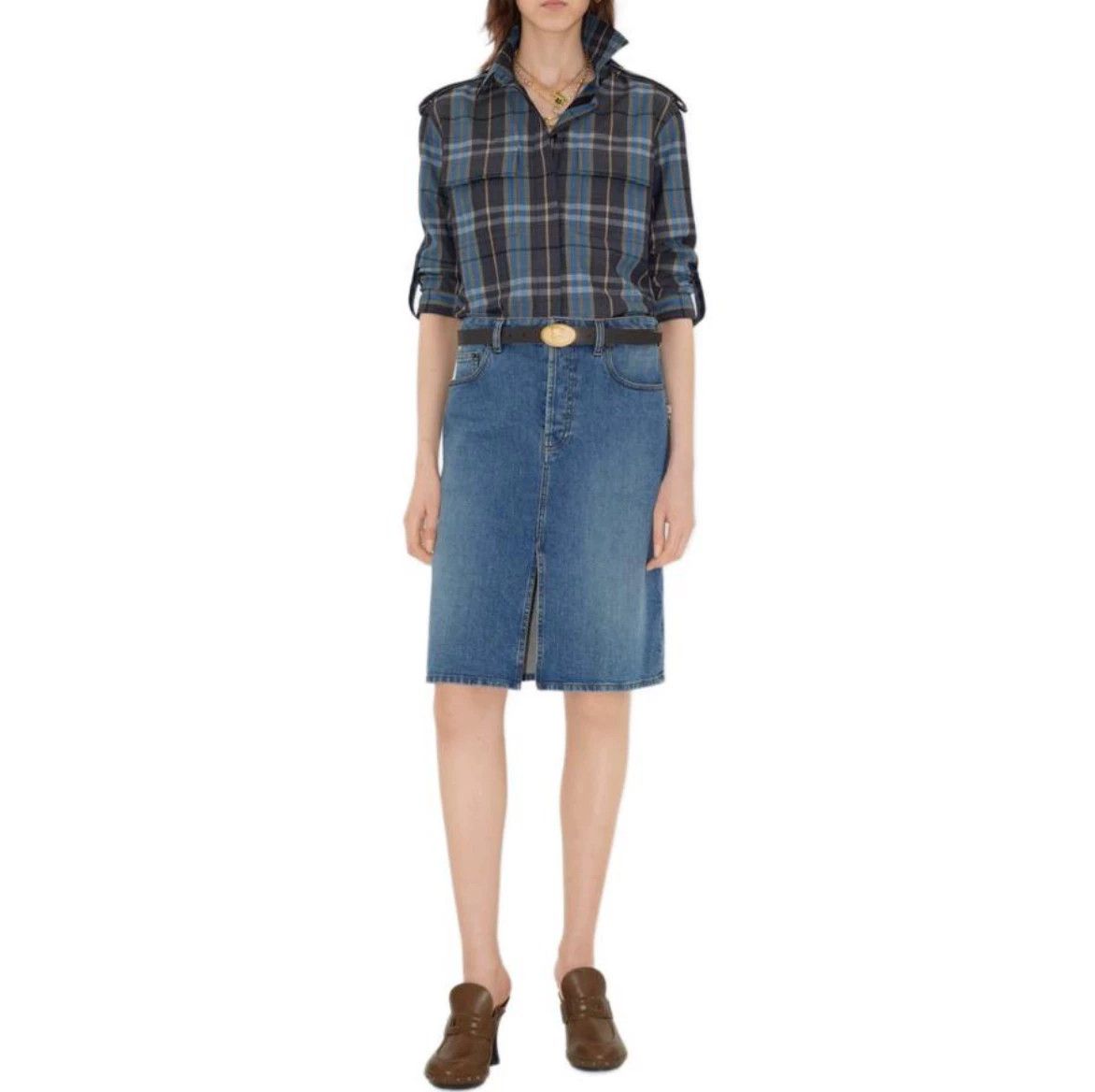 Burberry Burberry SS25 Equestrian Logo Denim Dress Women's Blue 6 Size 28" / US 6 / IT 42 - 9 Thumbnail
