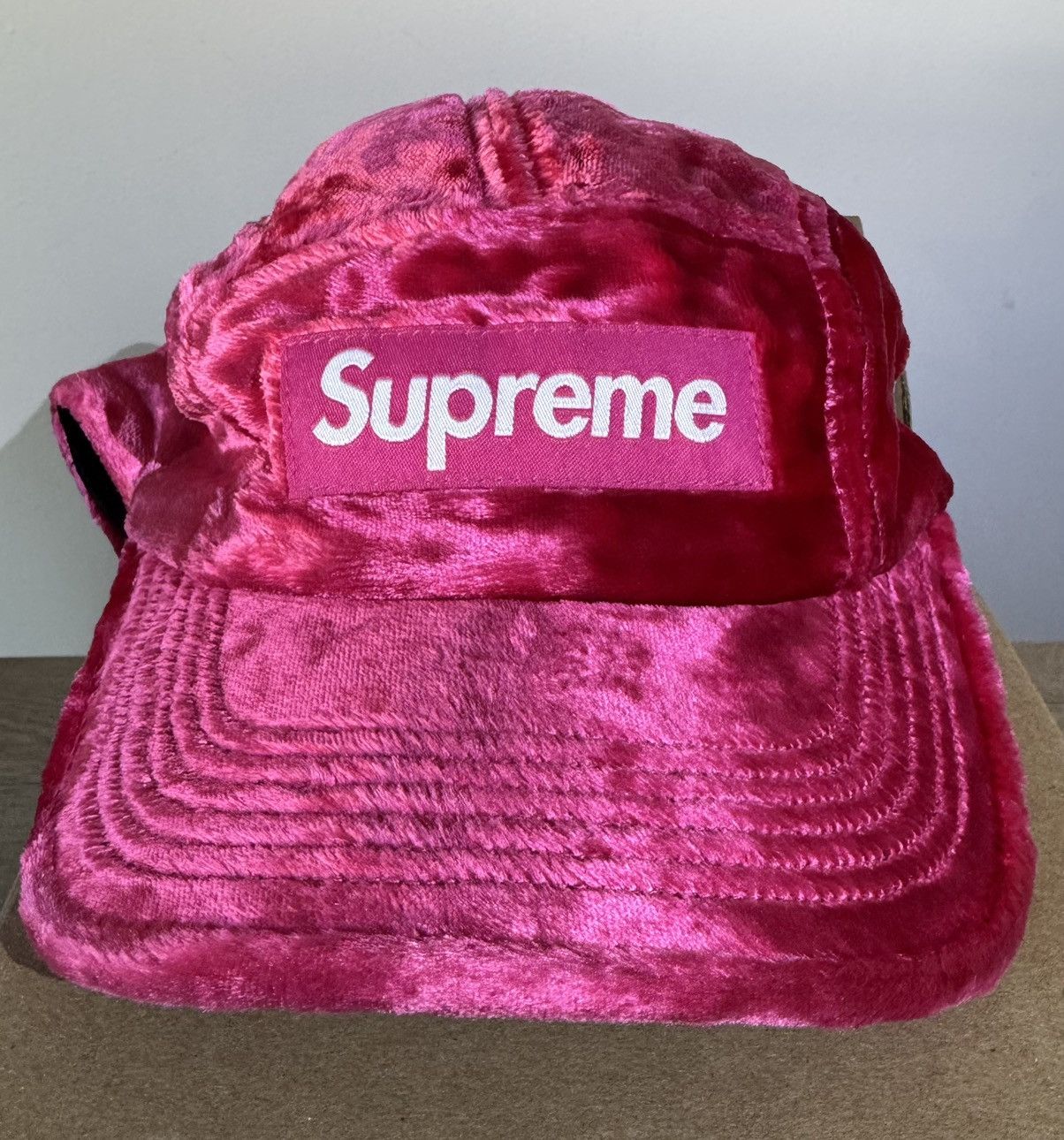 Supreme Supreme Crushed Velvet Camp Cap Ss22 Red/Pink | Grailed