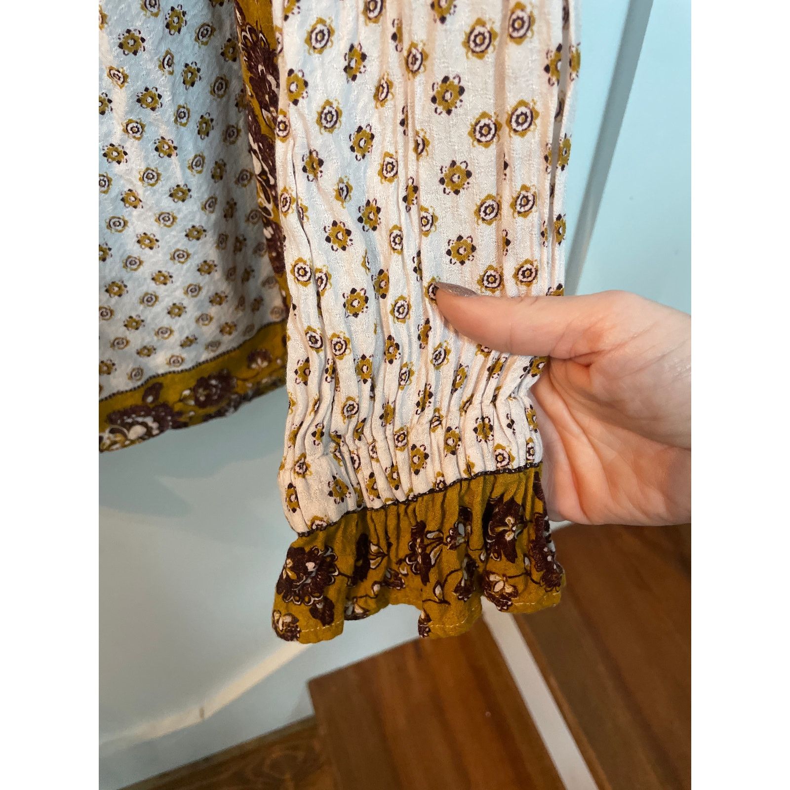 Free People Free People Bohemian Changing Times Printed Blouse Tea, sz M Size M / US 6-8 / IT 42-44 - 8 Thumbnail