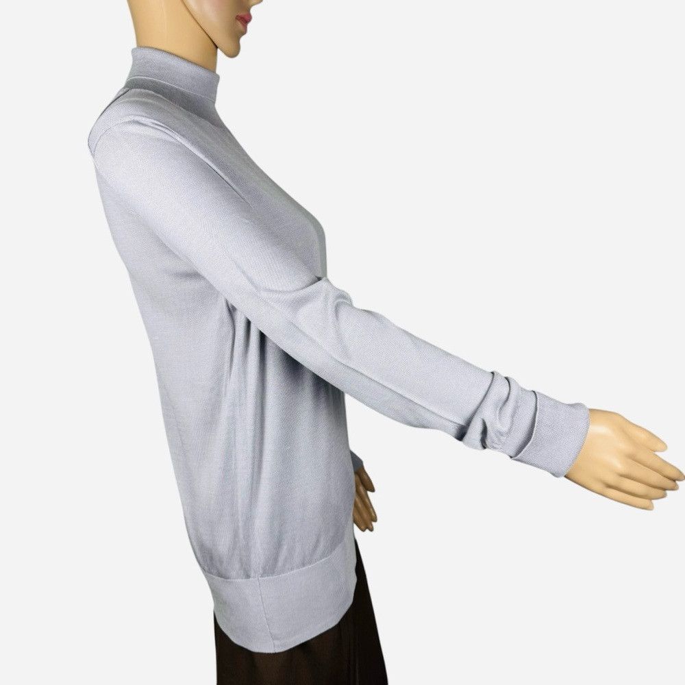 M.M.LaFleur M.M.LaFleur The Elizabeth Silk Jersey Grey Turtleneck Sweat Size L / US 10 / IT 46 - 4 Thumbnail