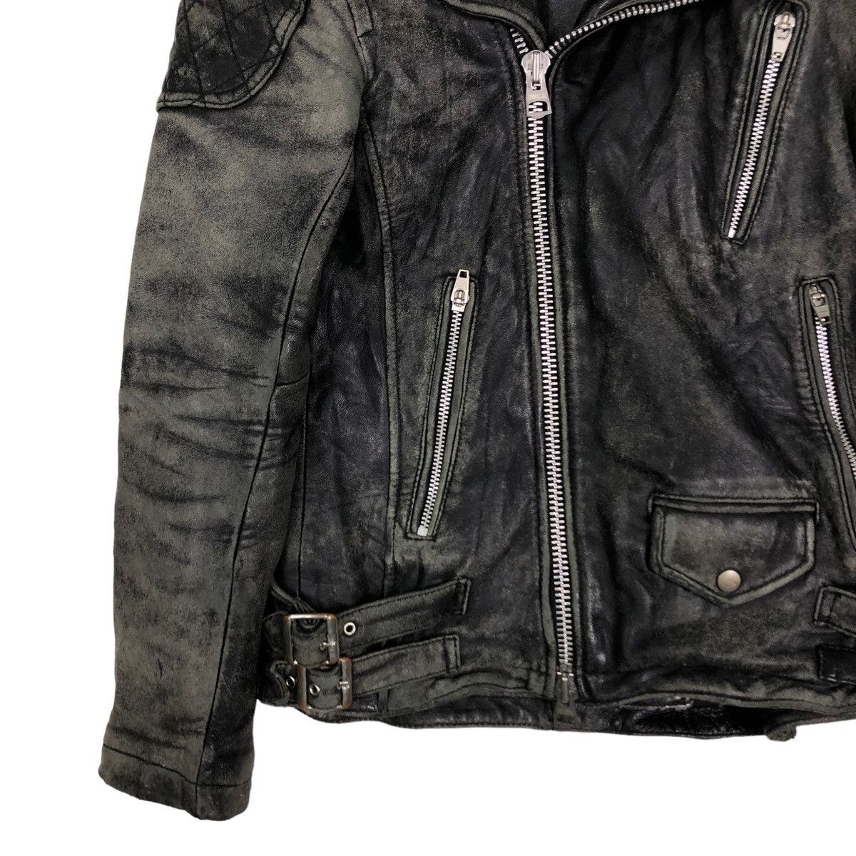 Genuine Leather 🔥VINTAGE FLY LEATHER JACKET CAFE RACER DOUBLE BREAST Size US S / EU 44-46 / 1 - 4 Thumbnail