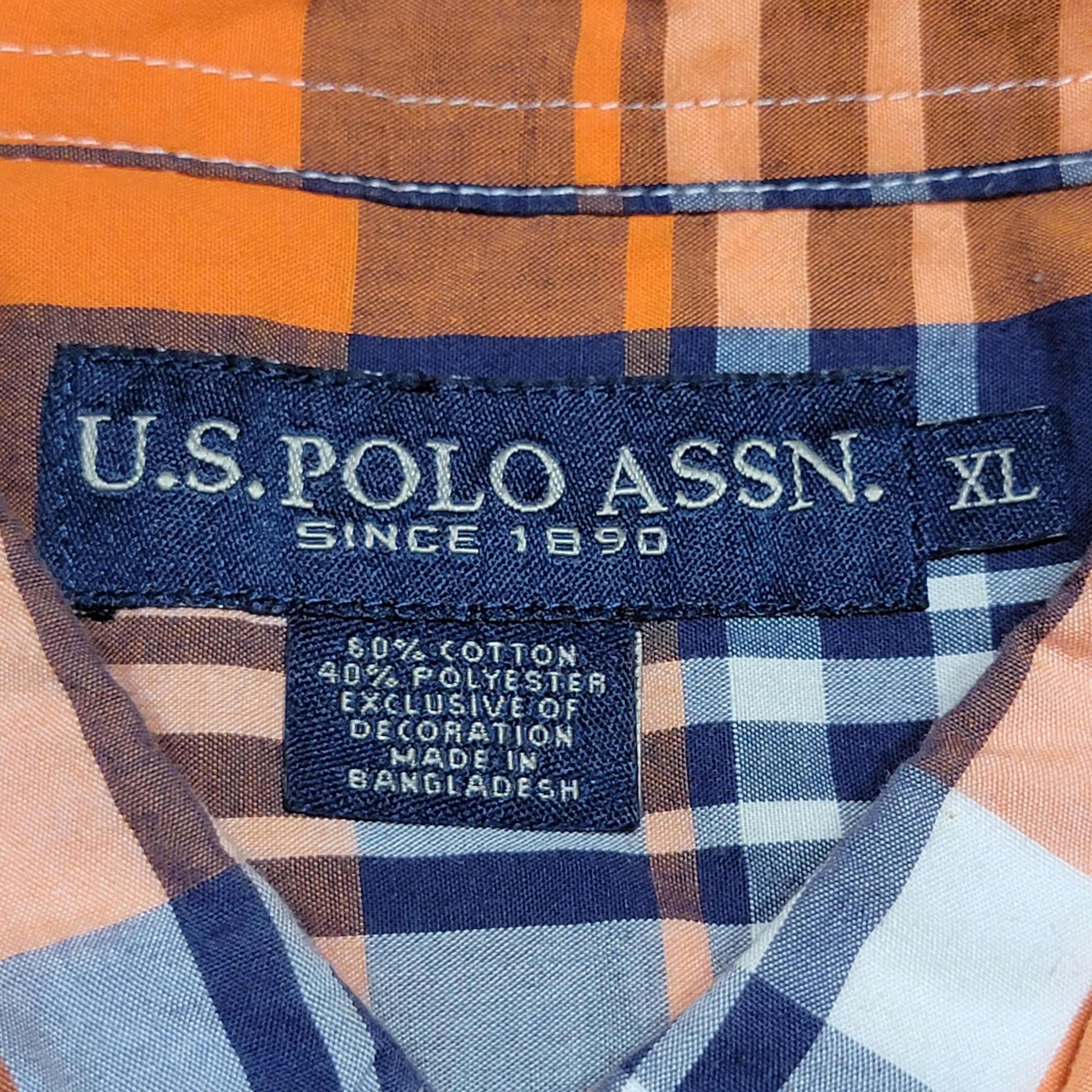 U.S. Polo Assn. U.S. Polo Assn. SS Orange Plaid Button Up Shirt - Size XL Size US XL / EU 56 / 4 - 4 Thumbnail