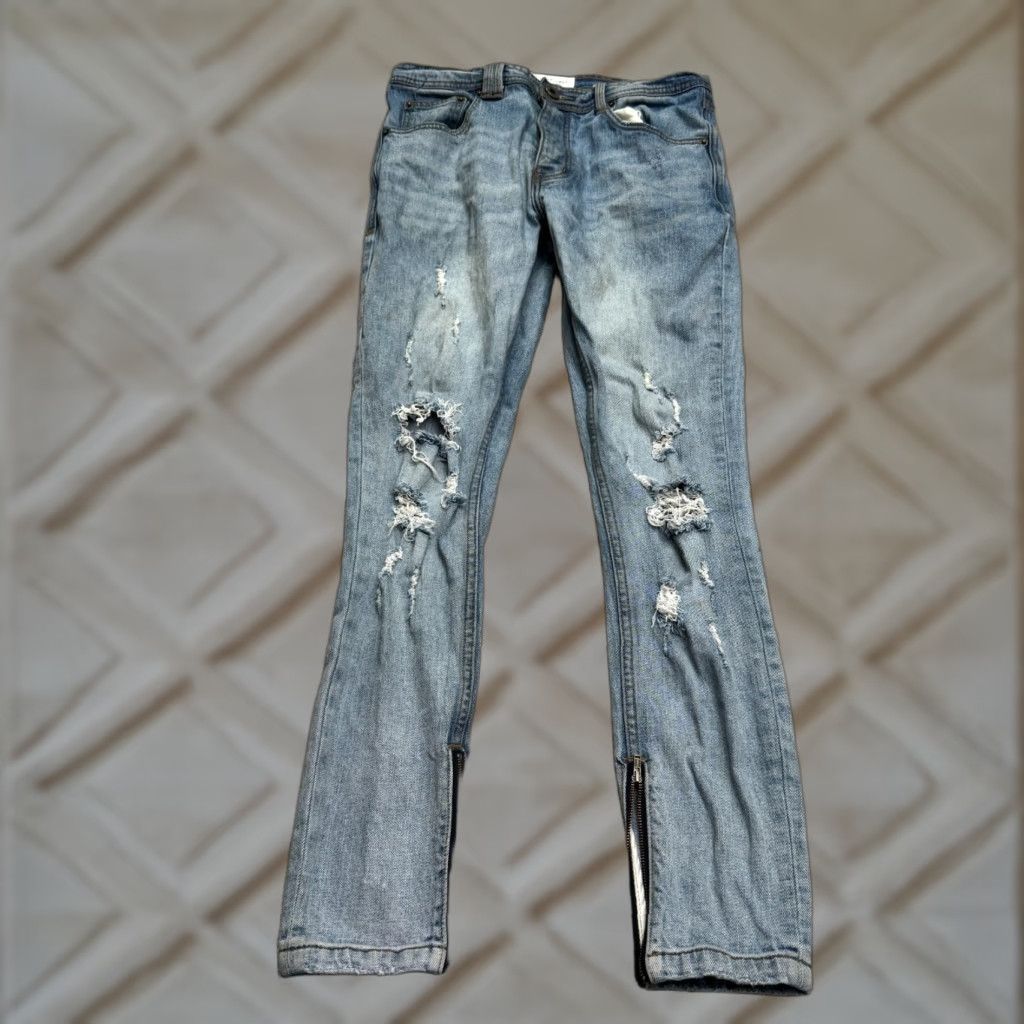 I Love Ugly I Love Ugly Jeans Pant Regular Rise Fixed Waist Tapered Slim Denim Size US 31 - 1 Thumbnail