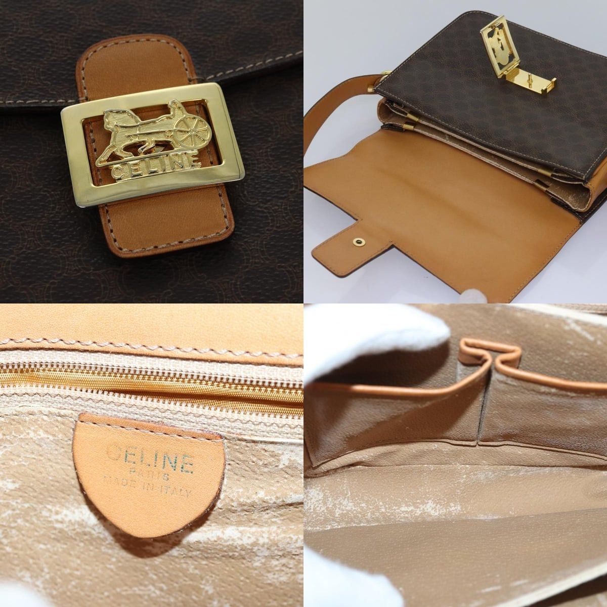 Celine CELINE Macadam Canvas Shoulder Bag Pvc Leather Brown Size ONE SIZE - 11 Thumbnail