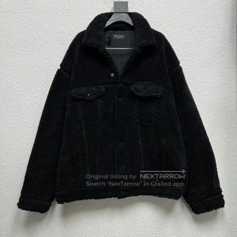 Balenciaga Black Teddy Fleece Jacket.