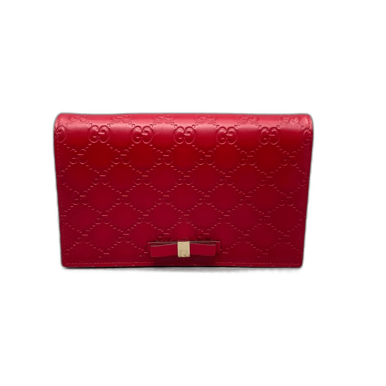 Gucci Leather Chain Crossbody Bag Woc in Red, Women's