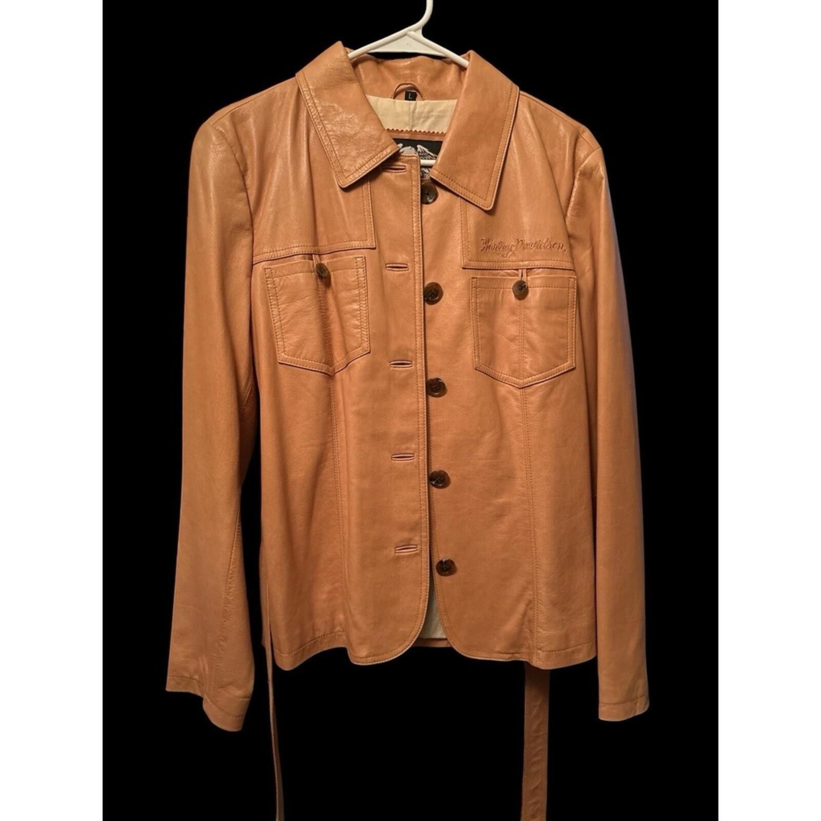 Harley Davidson Harley Davidson Lightweight leather tie jacket Womens large Size L / US 10 / IT 46 - 2 Thumbnail