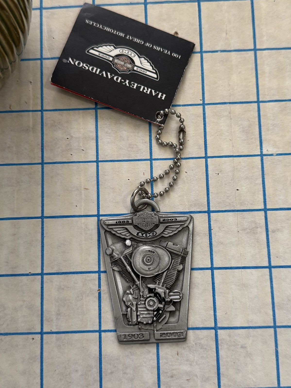 Harley Davidson Harley Davidson 100th Anniversary Pewter Key Chain Motorcycl Size ONE SIZE - 3 Thumbnail