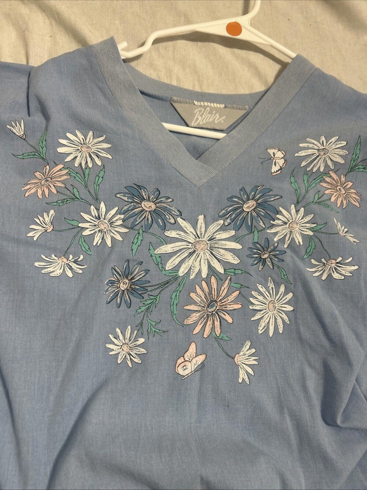 Harmont & Blaine VTG 1990s 3/4 Sleeve V Neck Butterfly Floral Print T-Shirt Size XL / US 12-14 / IT 48-50 - 3 Thumbnail