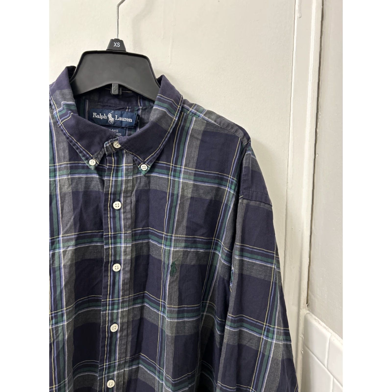 Ralph Lauren VINTAGE Ralph Lauren Blake Shirt Mens XL Navy Blue Plaid Cotton Button-Down L/S Size US XL / EU 56 / 4 - 4 Thumbnail