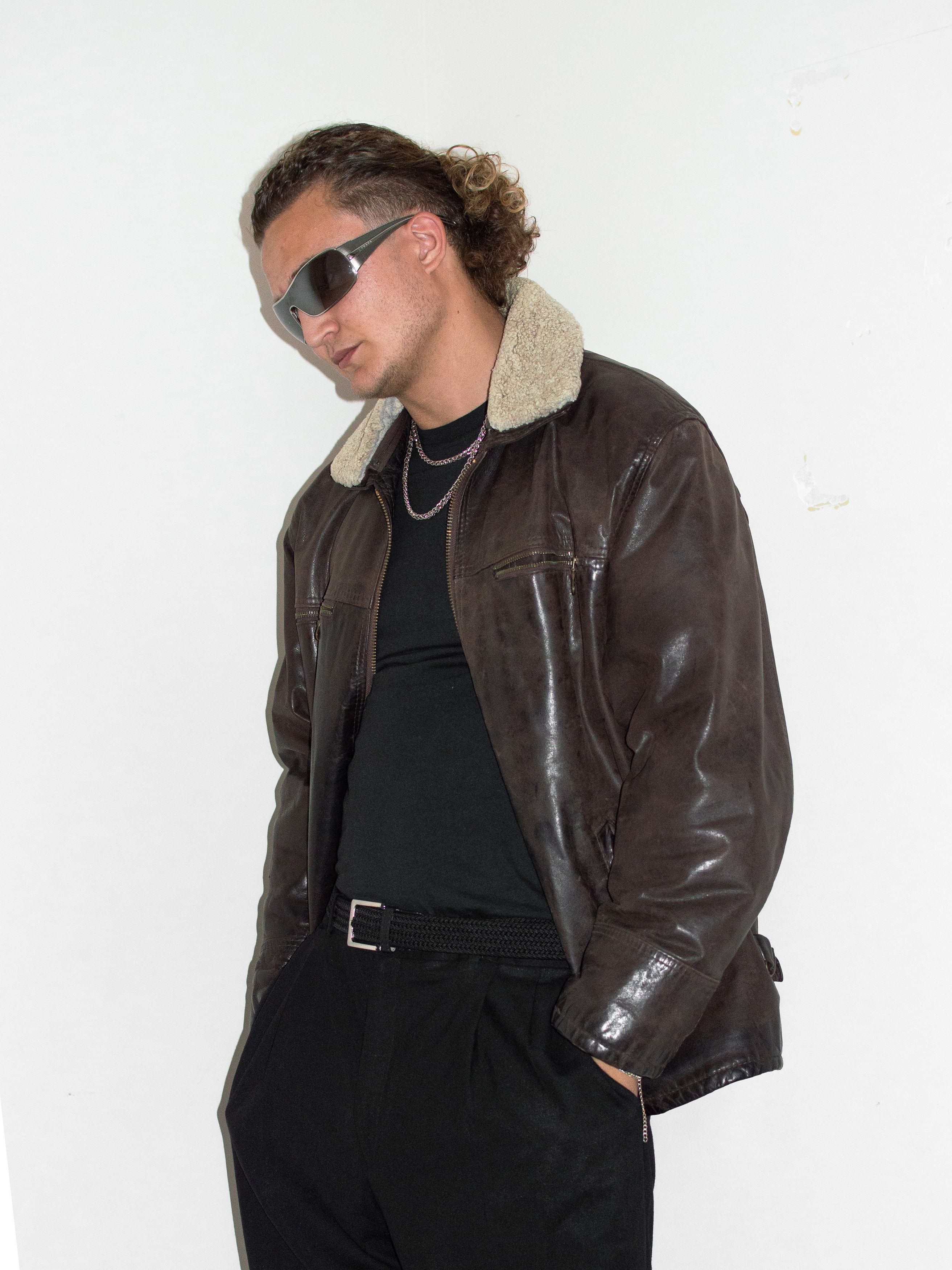 Japanese Brand × Vintage Vintage 90s Oversize Khaki Brown Real Leather Jacketb Size US XL / EU 56 / 4 - 3 Thumbnail