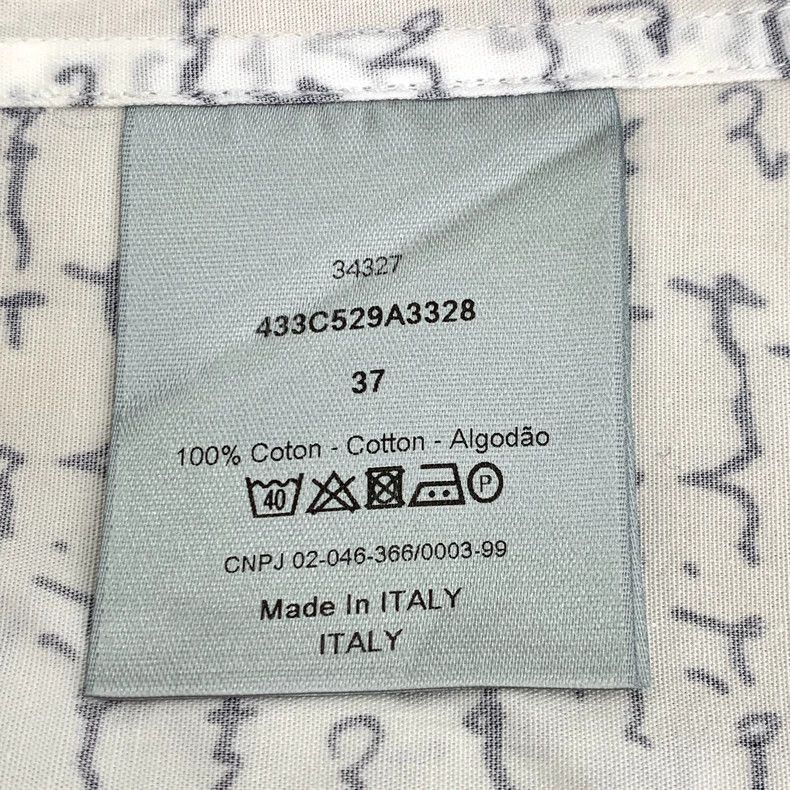 Dior Dior Size 37 White logo cursive full print cotton lapel lon Size US XXS / EU 40 - 6 Thumbnail