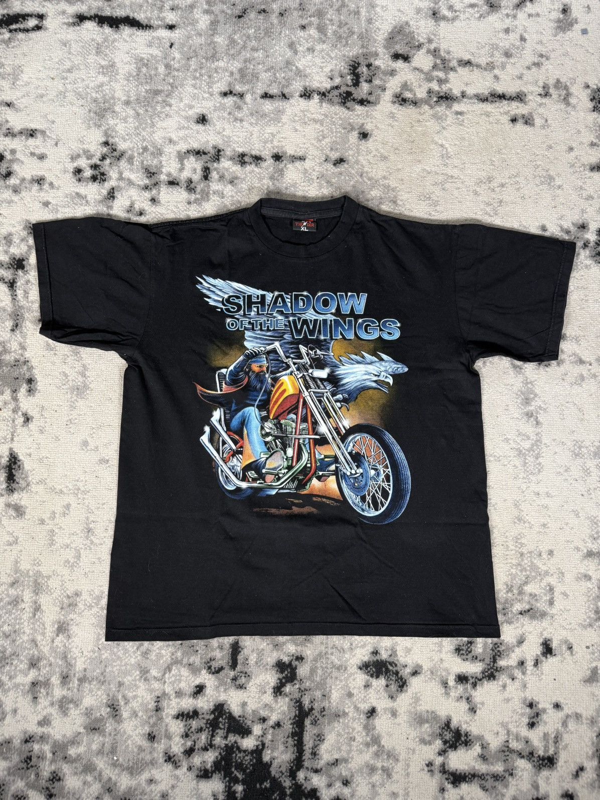 Vintage Y2K Shadow of the Wings Biker T-Shirt Size US XL / EU 56 / 4 - 1 Thumbnail