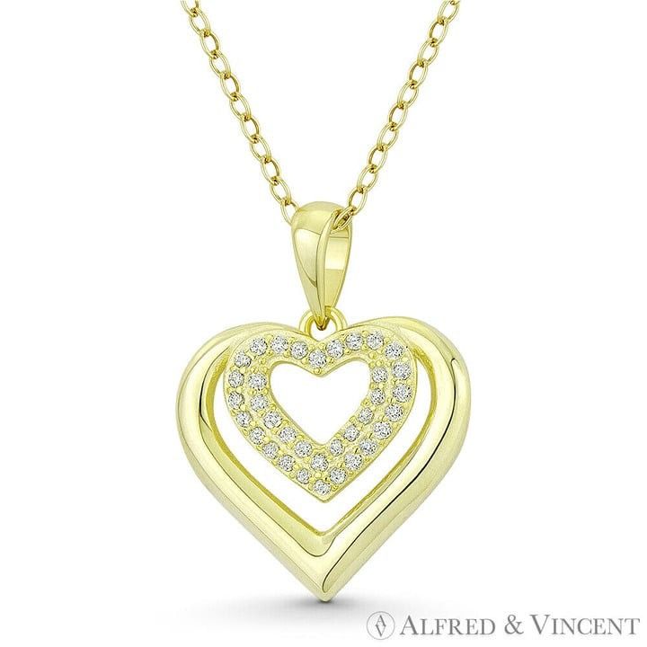 Other Double-Heart CZ Accent Pendant in .925 Sterling Silver Size ONE SIZE - 1 Preview