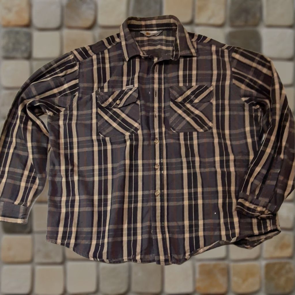 Carhartt VINTAGE Carhartt Rugged Outdoor Wear Flannel Shirt 2XL Blue Plaid USA 90s Mens Size US XXL / EU 58 / 5 - 1 Thumbnail