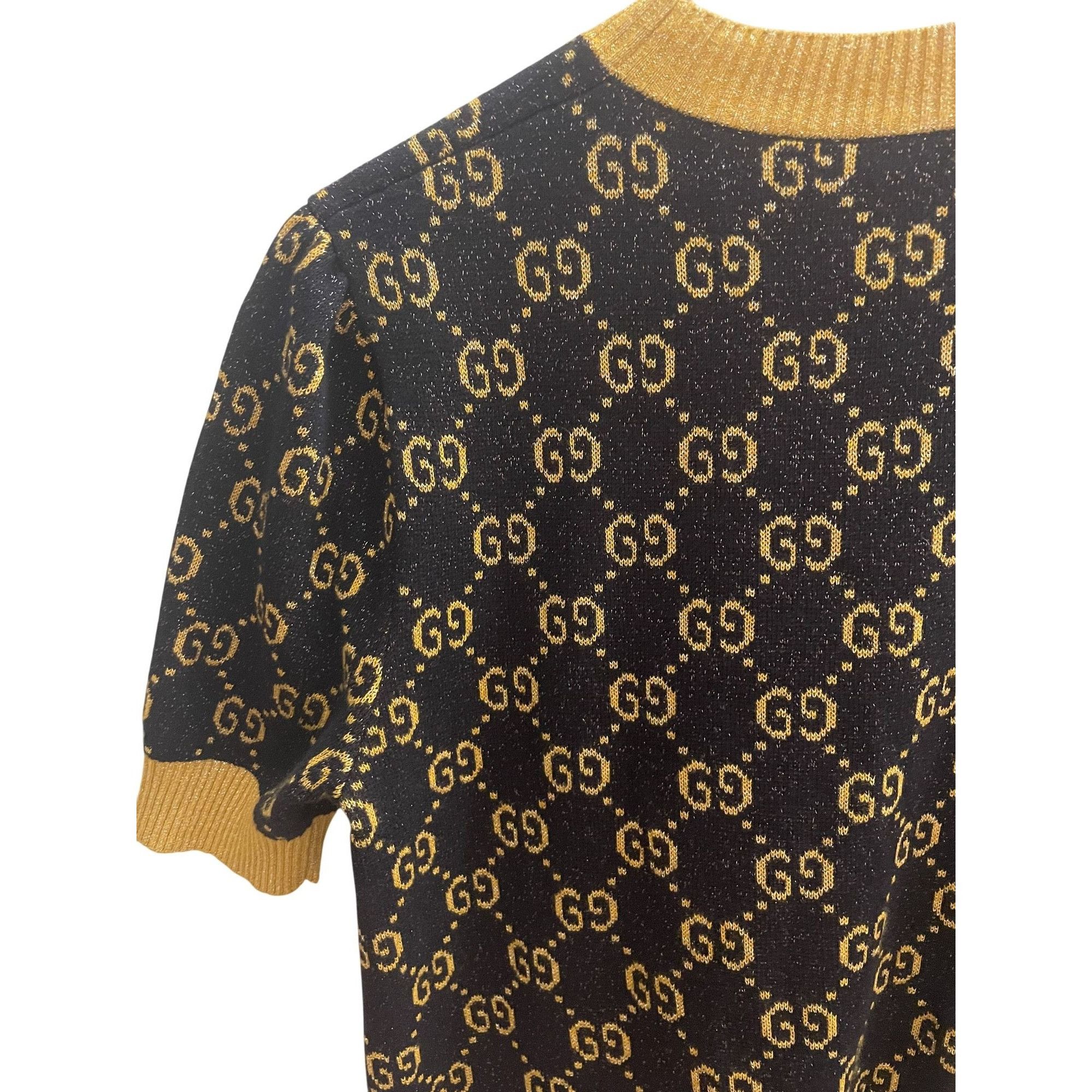 Gucci Gucci Womens Black & Gold GG Monogram Knit Short-Sleeve Dres Size S / US 4 / IT 40 - 4 Thumbnail