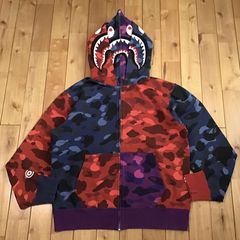 Half blue half purple bape hoodie sales