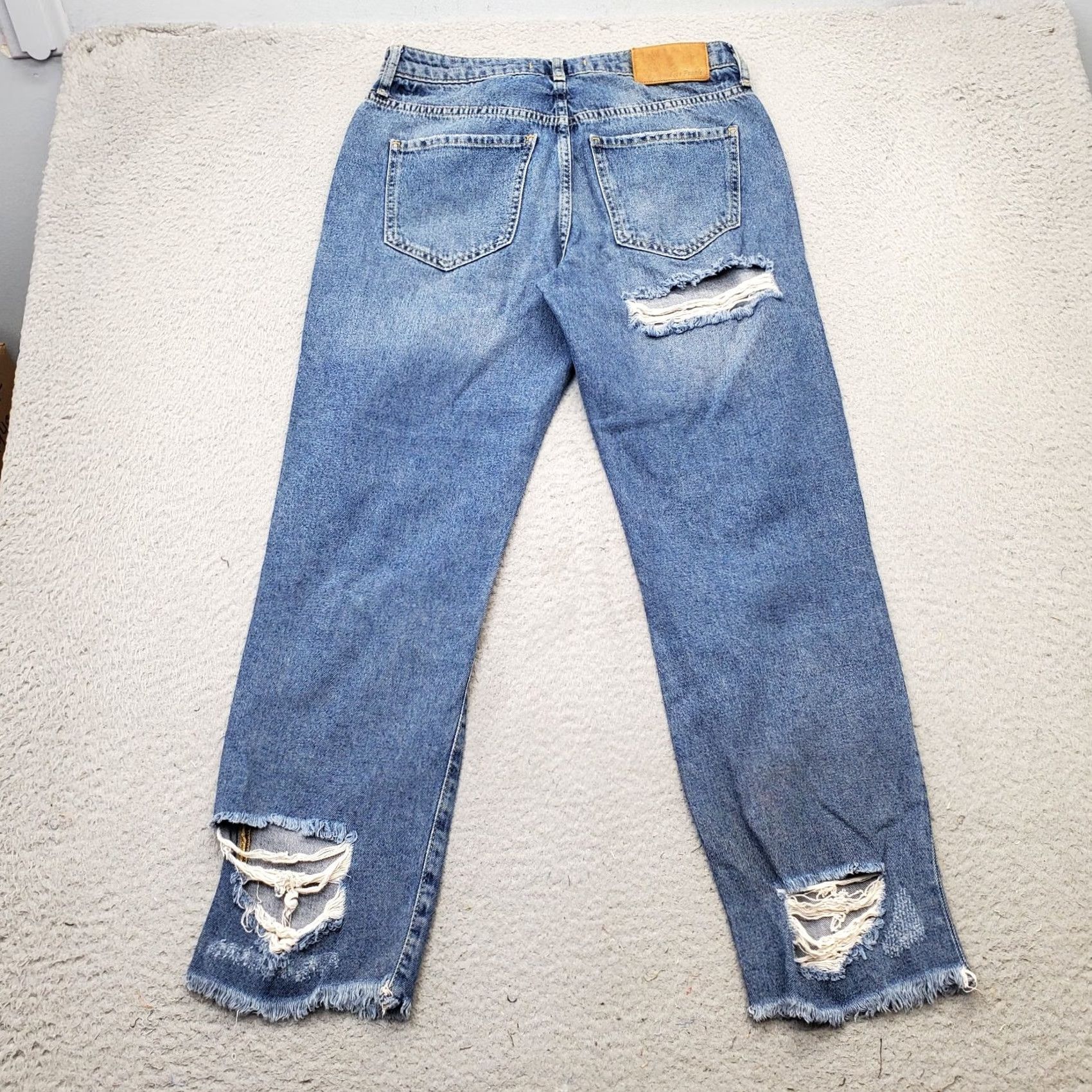 Free People Free People Jeans Womens 26 Blue Denim Distressed Straight Button Fly Frayed Hem Size 26" / US 2 / IT 38 - 2 Thumbnail