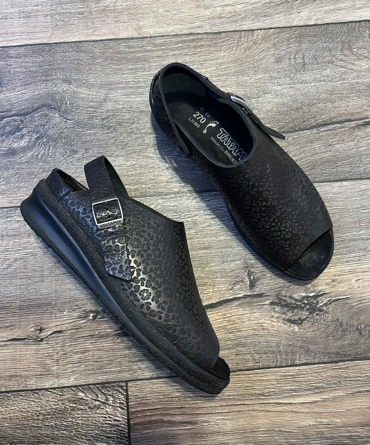 Birkenstock Birkenstock Tatami Black Pattern AvantGarde Clogs Sabots Size US 11 / IT 41 - 4 Thumbnail