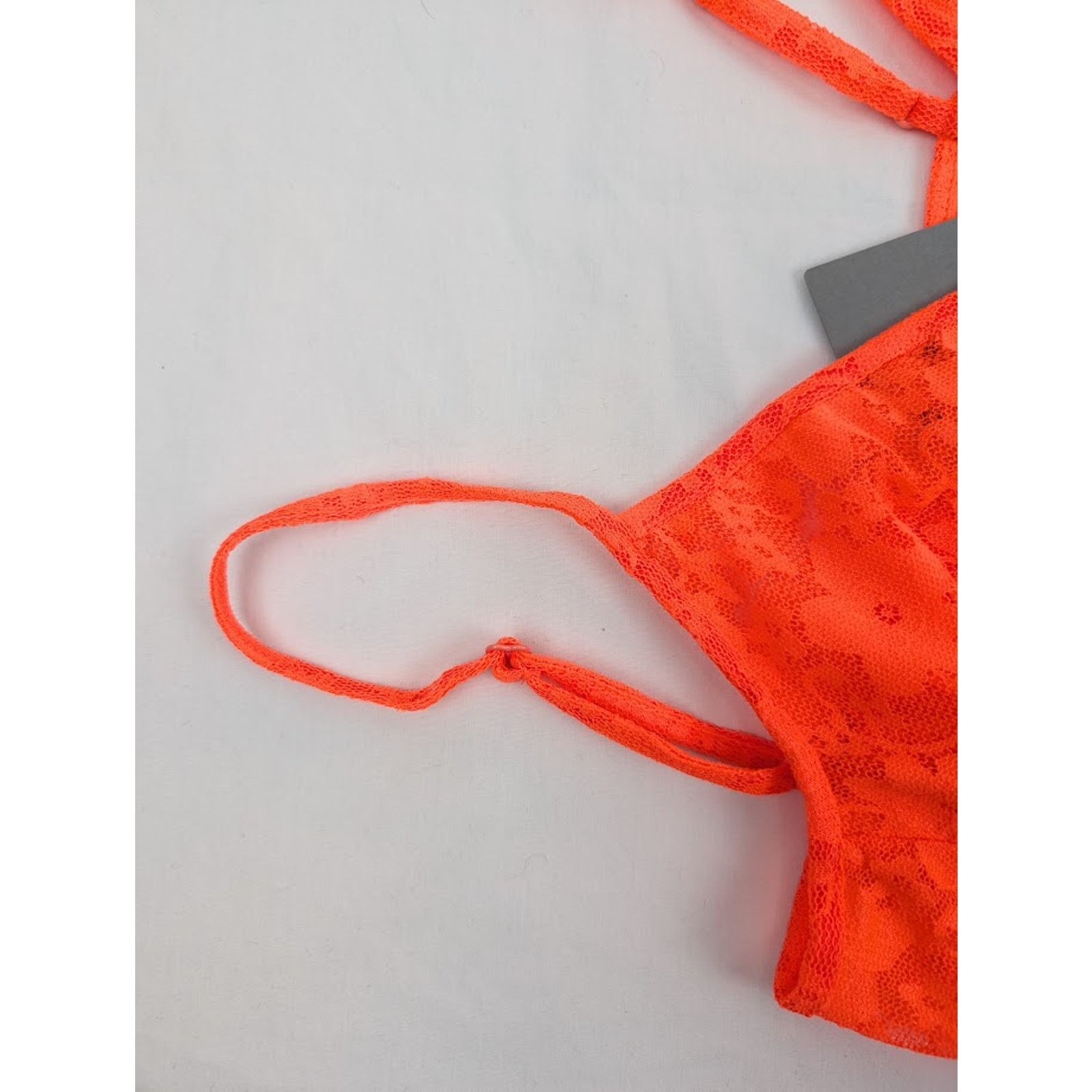 Balenciaga o1rshd1 Stretch Lace Short Dress in Fluo Orange Size L / US 10 / IT 46 - 8 Thumbnail