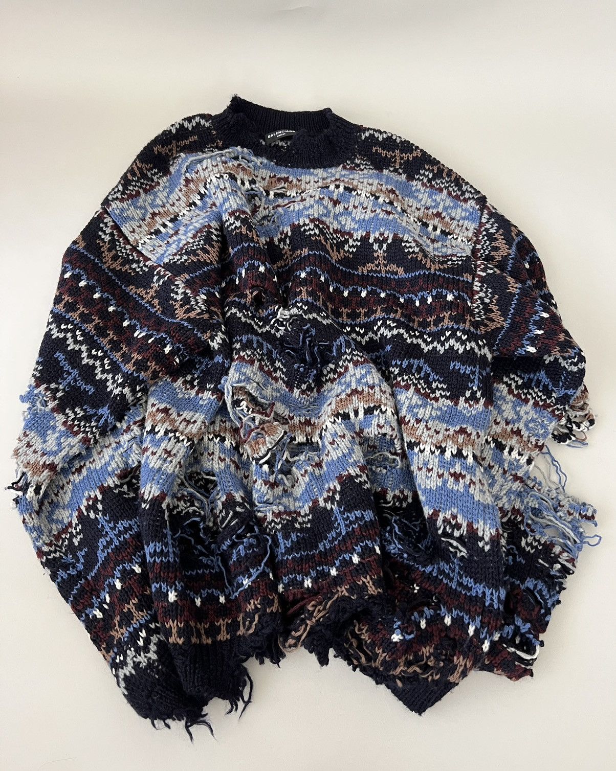 Balenciaga Balenciaga “Afterworld” Destroyed Wool Sweater Size US M / EU 48-50 / 2 - 7 Thumbnail