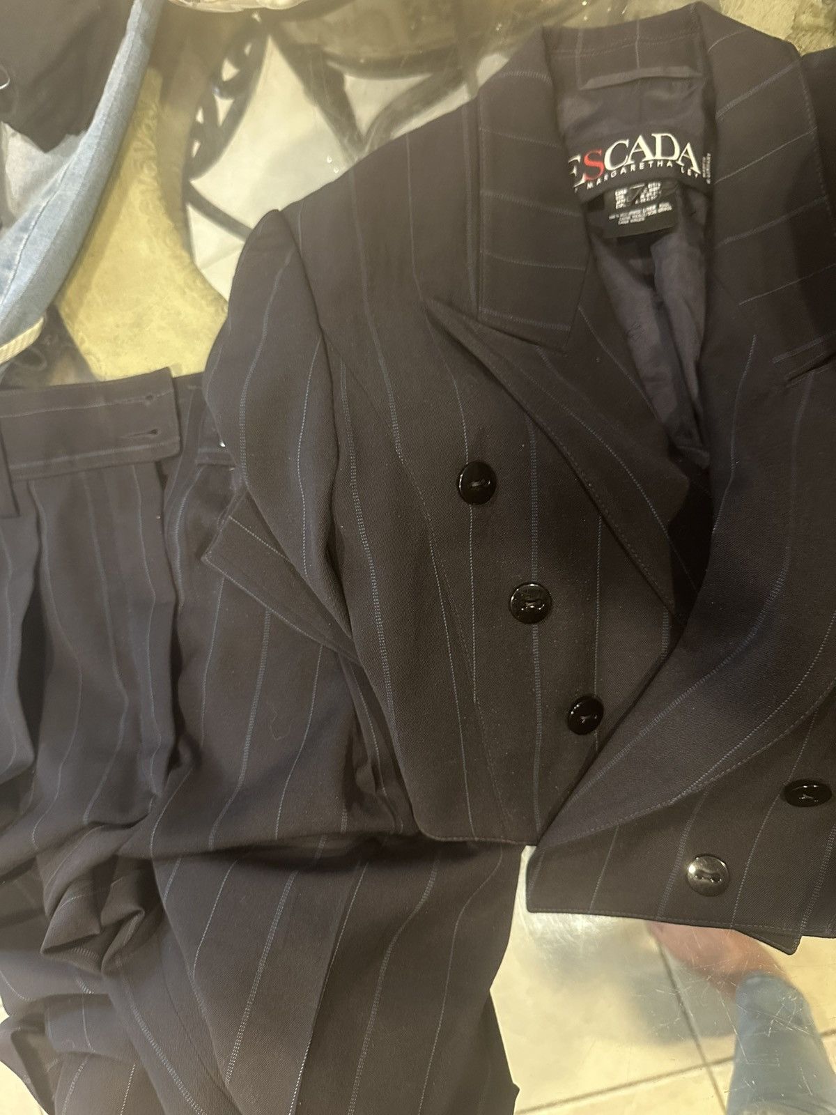 Escada Sport Vintage Escada pantsuit black with blue pinstripes Size XXS / US 00 / IT 34 - 23 Thumbnail