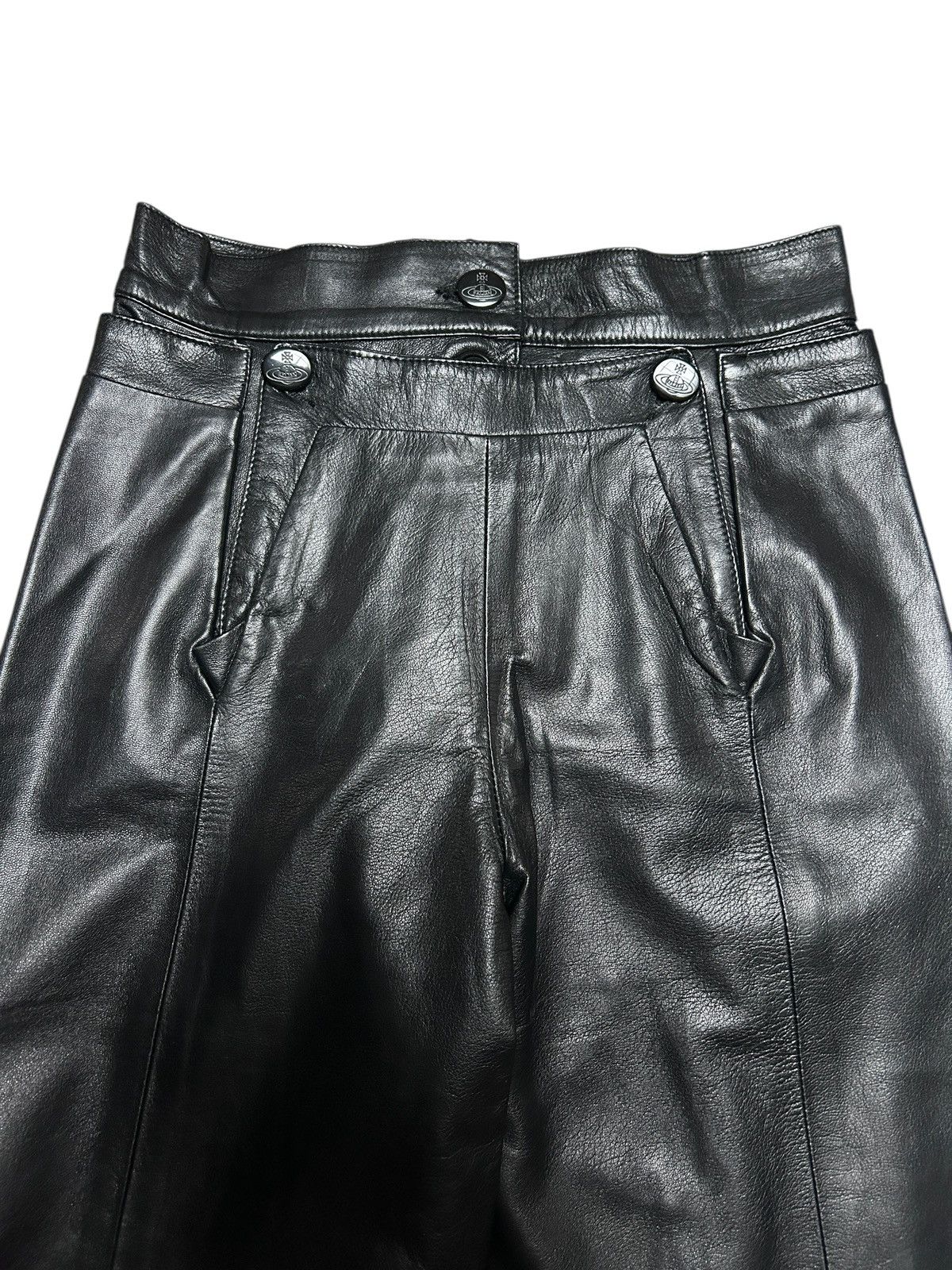 Vivienne Westwood 90s Sailor Leather Trousers Size 28" / US 6 / IT 42 - 4 Thumbnail