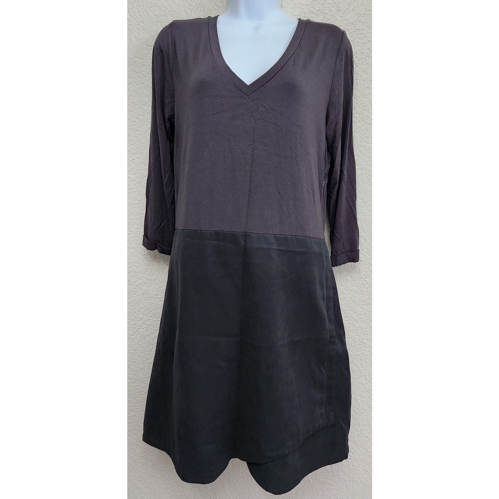 Other Ellison Charcoal Gray V Neck A Line Dress Large Lightweight Size L / US 10 / IT 46 - 1 Thumbnail