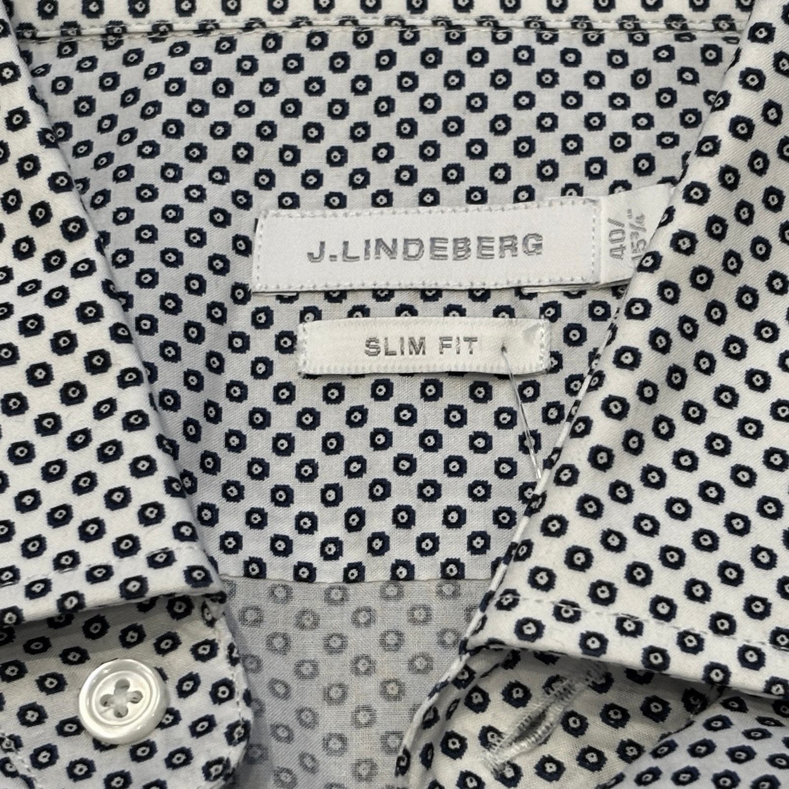 J.Lindeberg J.Lindeberg Slim Fit Shirt Medium White Blue Micro Medallion Size US M / EU 48-50 / 2 - 2 Thumbnail
