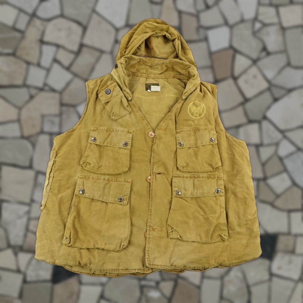 VINTAGE Avirex Military Vest Men Large Brown 90s USA Flight Pilot Bomber Utility Jacket