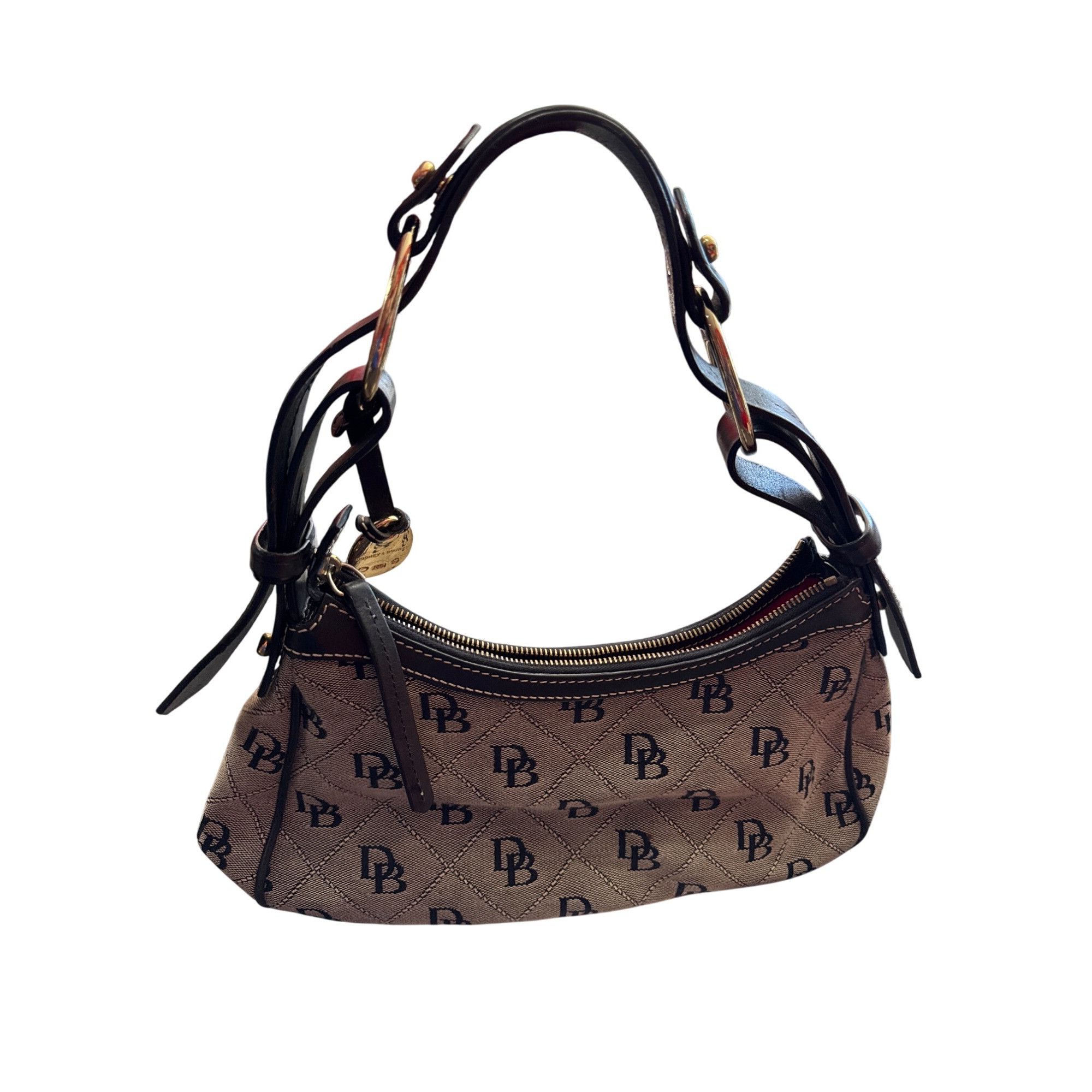 Dooney & Bourke Dooney Bourke Womens Brown Leather Canvas Satchel Handbag SK Size ONE SIZE - 12 Thumbnail