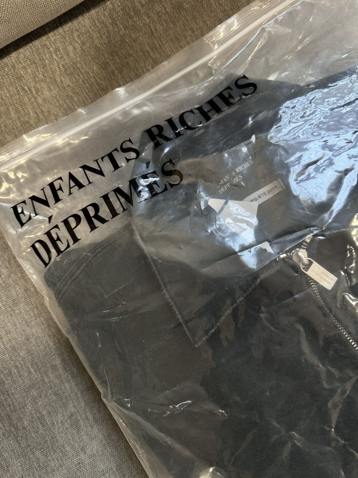 Enfants Riches Deprimes Enfants Riches Déprimés logo-print distressed canvas jacket Size US L / EU 52-54 / 3 - 6 Thumbnail