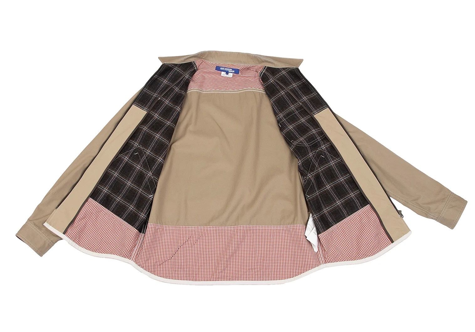 Junya Watanabe Checkered Corduroy Patchwork Zip Jacket in Brown Beige L Size US L / EU 52-54 / 3 - 12 Thumbnail
