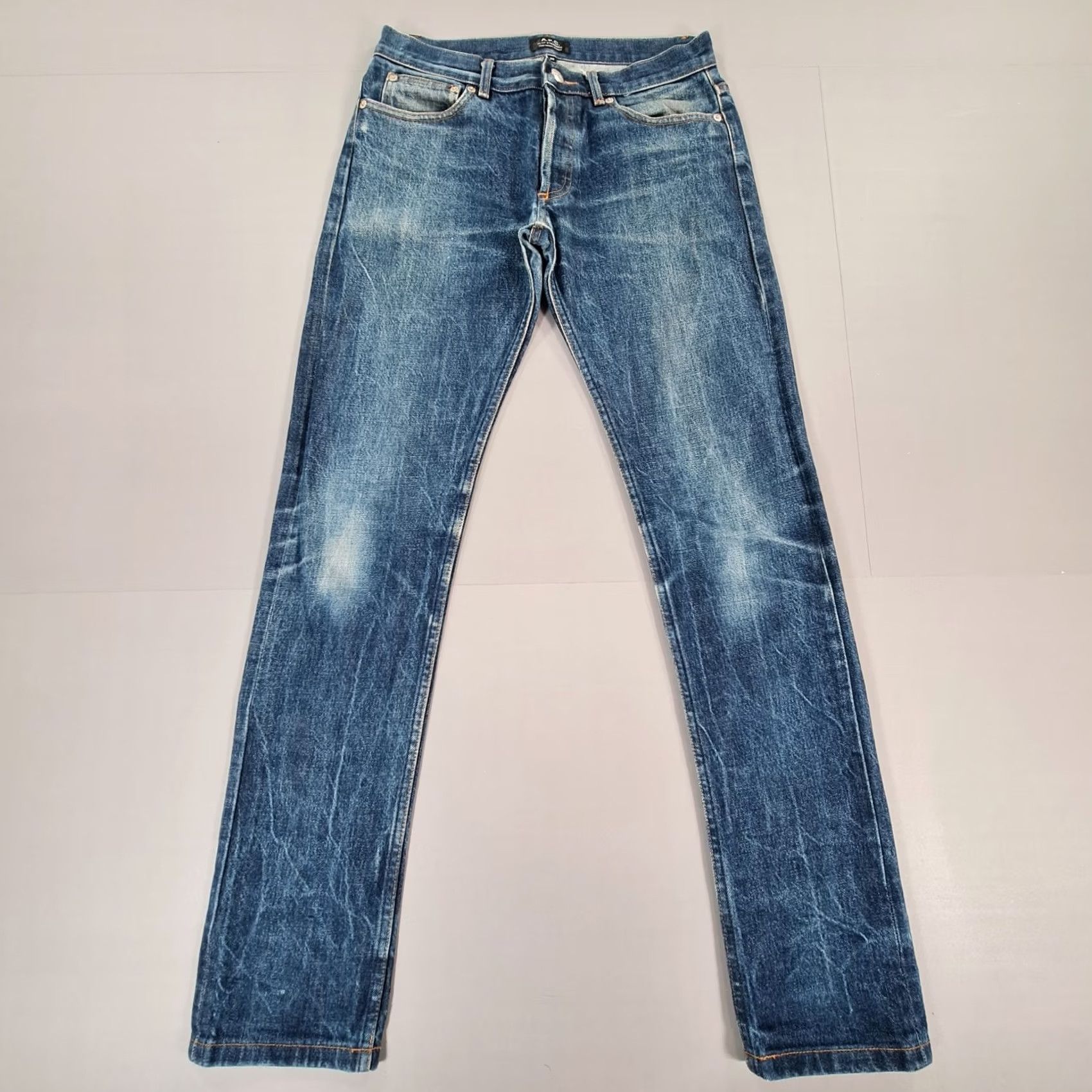 A.P.C. VINTAGE APC Jeans Blue W29 L32 Selvedge Petit Standard Denim Straight Leg Mens Size US 29 - 3 Thumbnail