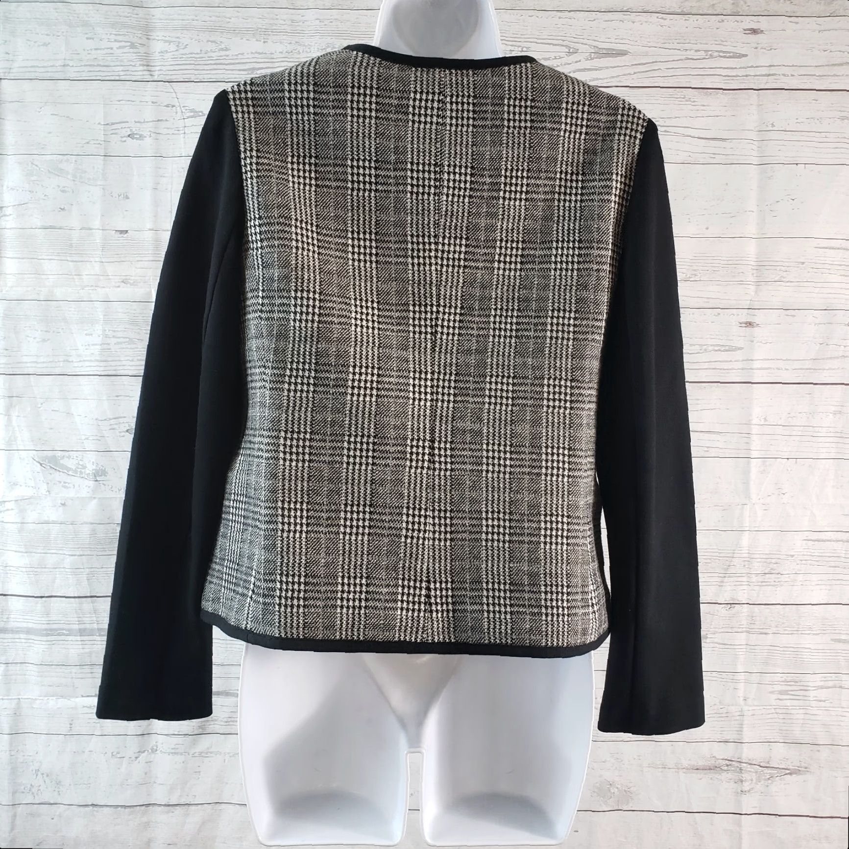 Talbots Talbots Jacket Womens 6P Black Plaid Full Zip Pockets Cotton Blend Size 6P Women Size M / US 6-8 / IT 42-44 - 4 Thumbnail