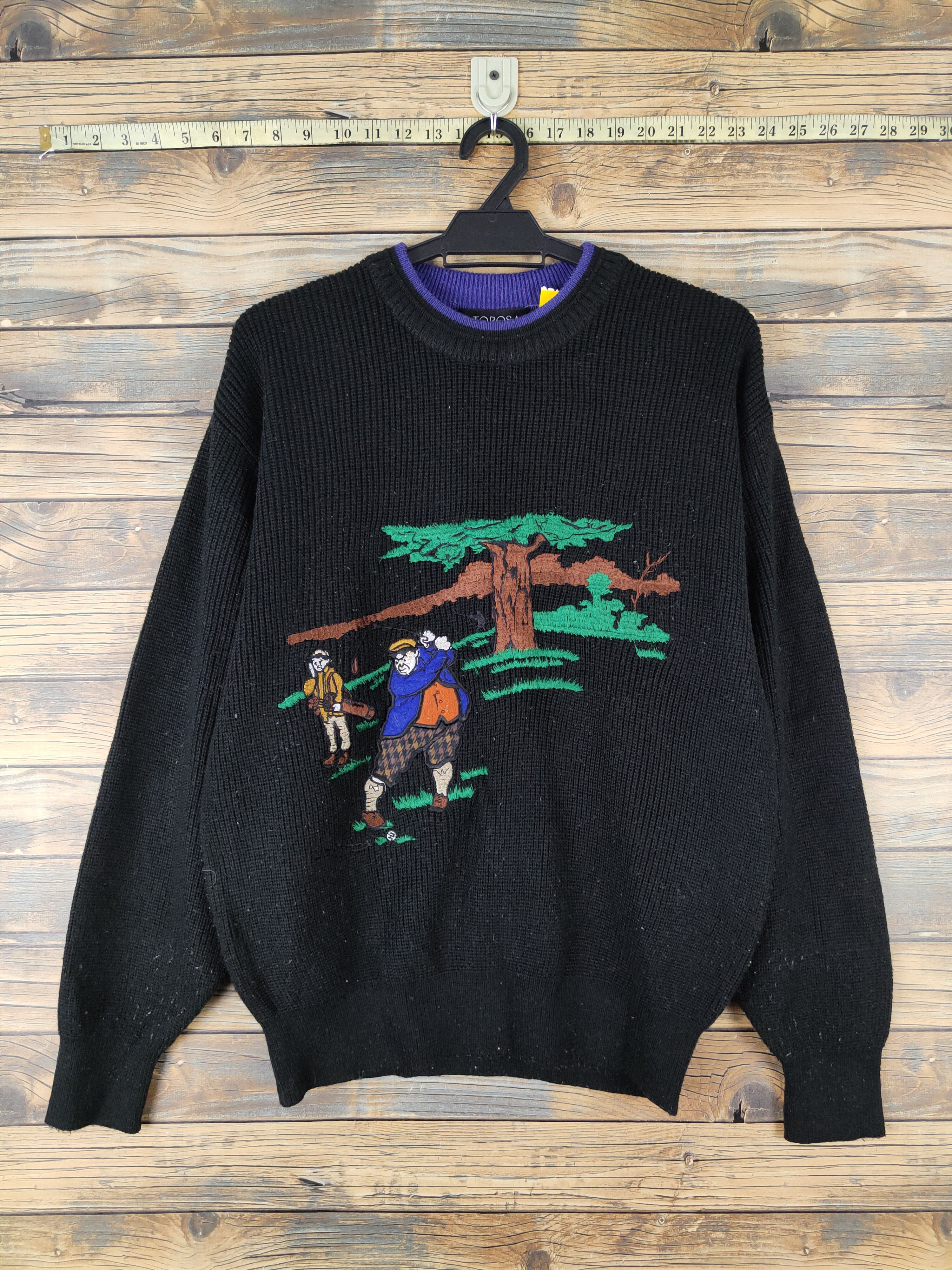 Vintage St.Torosa Black Golfing Knitwear Sweatshirts #W1445 Size US M / EU 48-50 / 2 - 1 Thumbnail