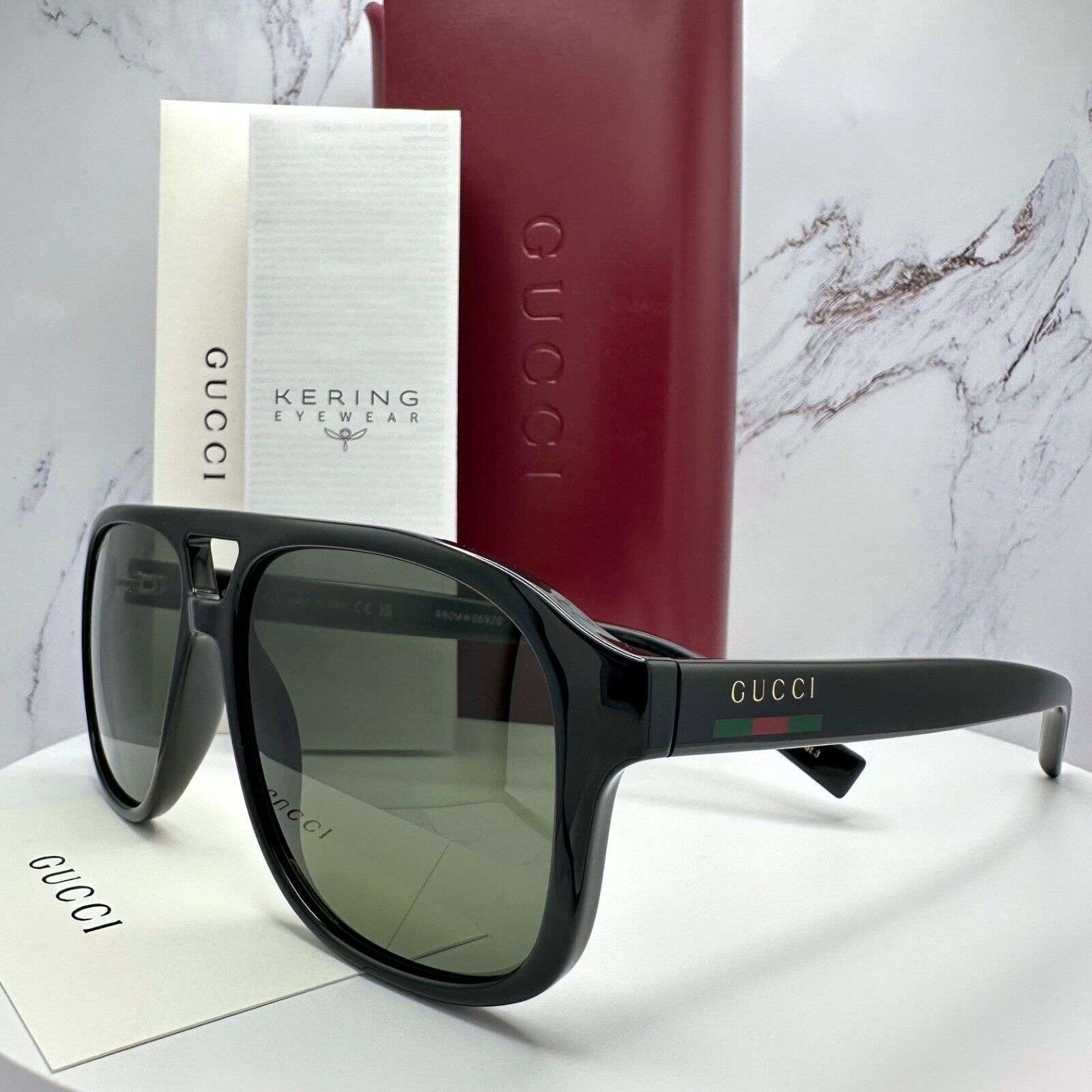 Gucci New GUCCI Sunglasses 2025 Release Black Aviator Gold Logo Size ONE SIZE - 11 Thumbnail