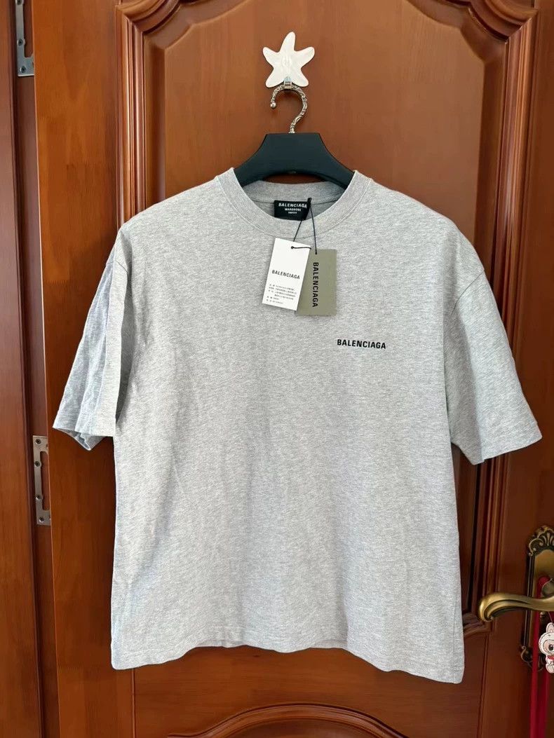 Balenciaga Balenciaga Gray Logo Short Sleeve Tee S - dmc Size US S / EU 44-46 / 1 - 1 Thumbnail